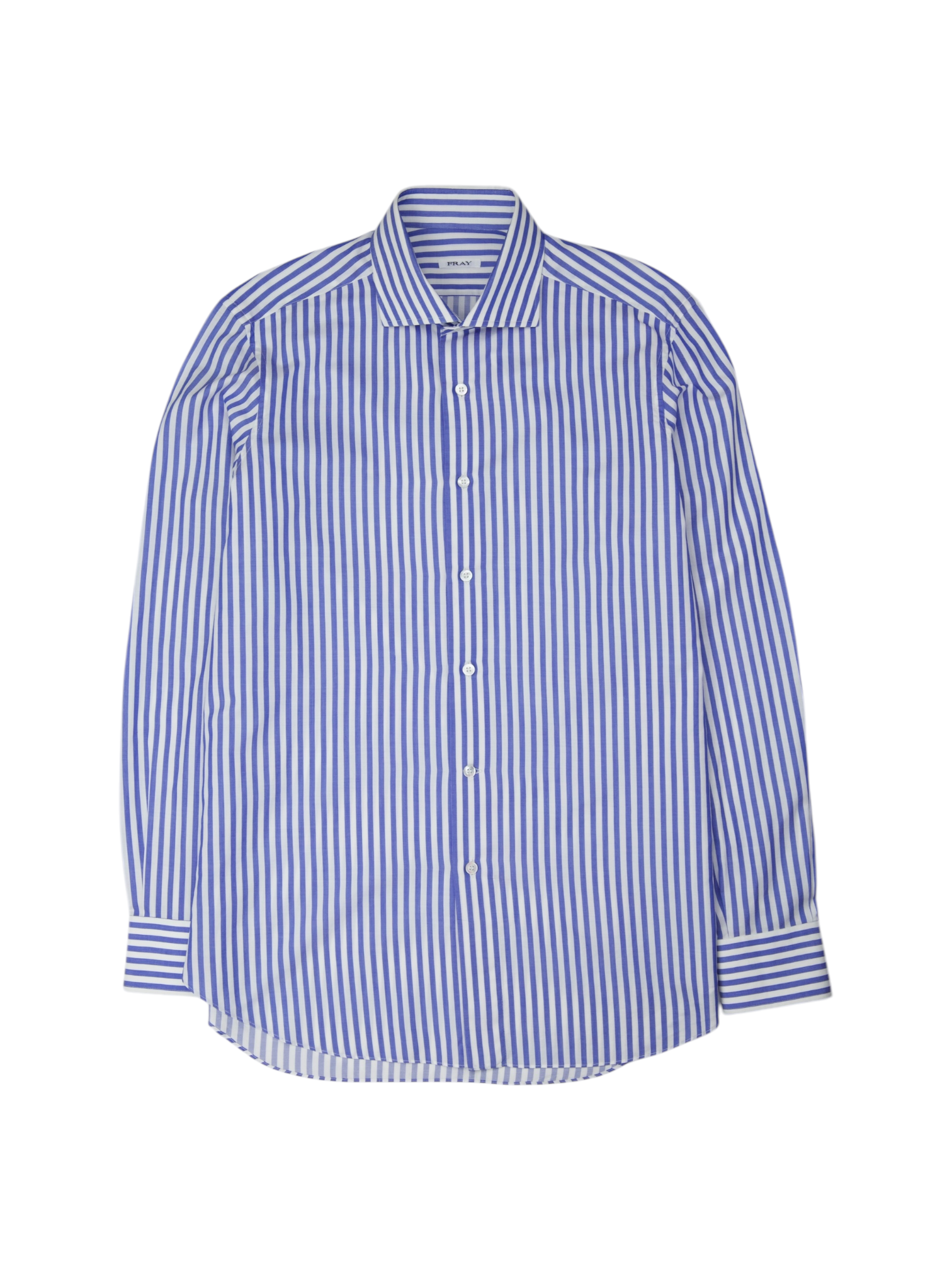 Fray White & Azure Blue Bengal Stripe Cotton Shirt