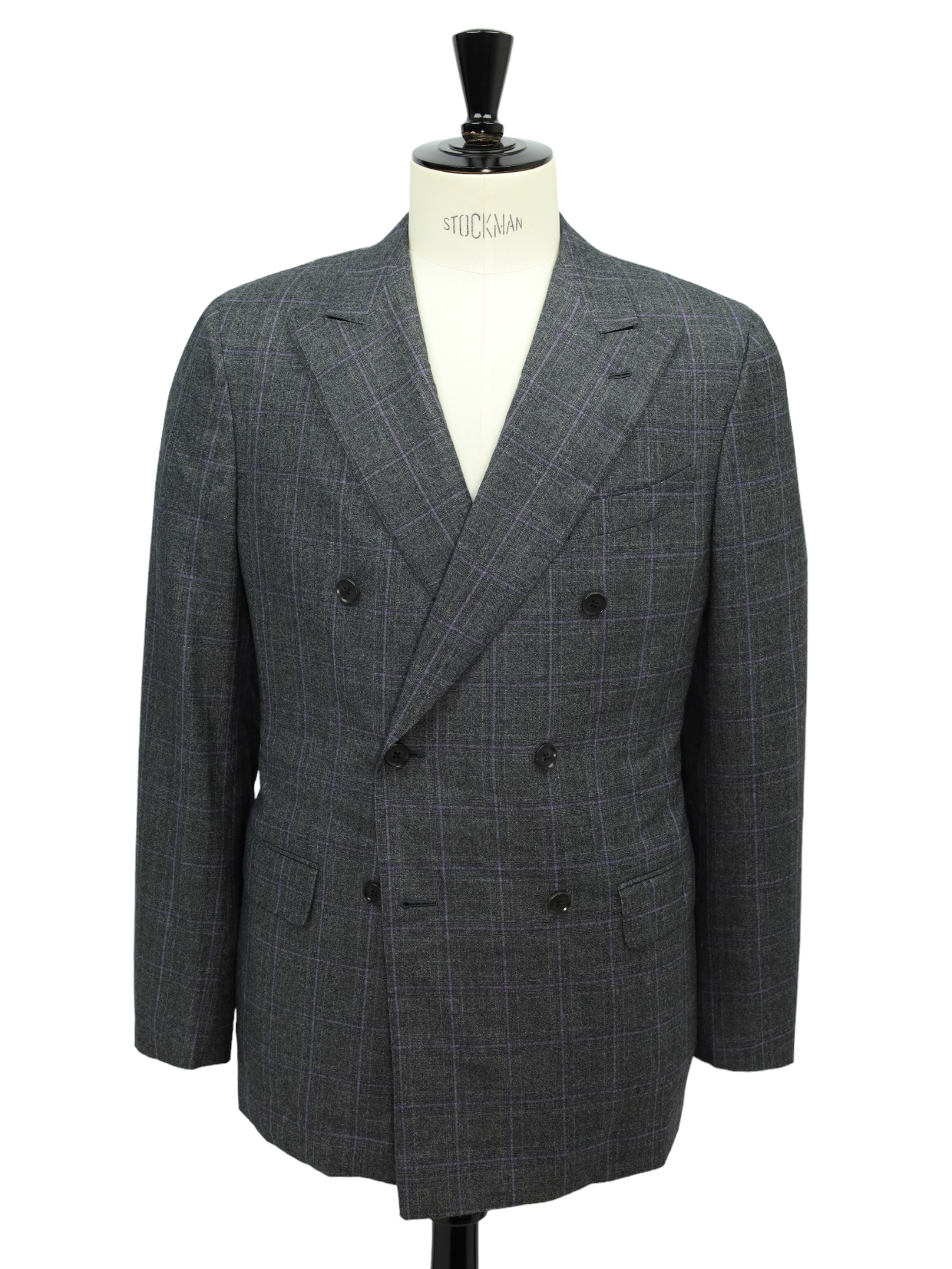 Caruso Grey Aida Super 130's Windowpane Double Breasted Suit