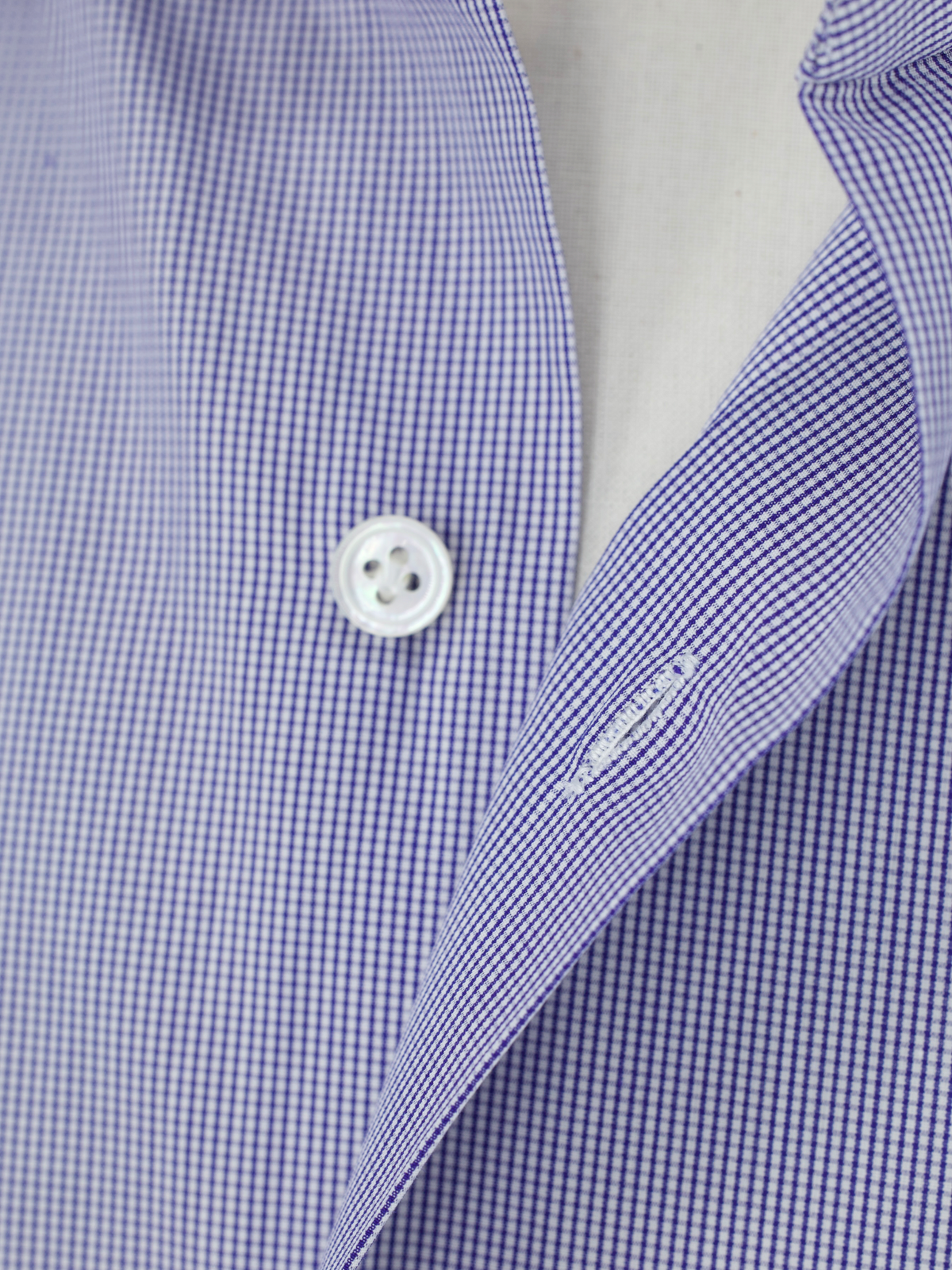 Finamore Esclusiva Dark Blue & White Fine-Cotton Micro-Square Pattern Shirt