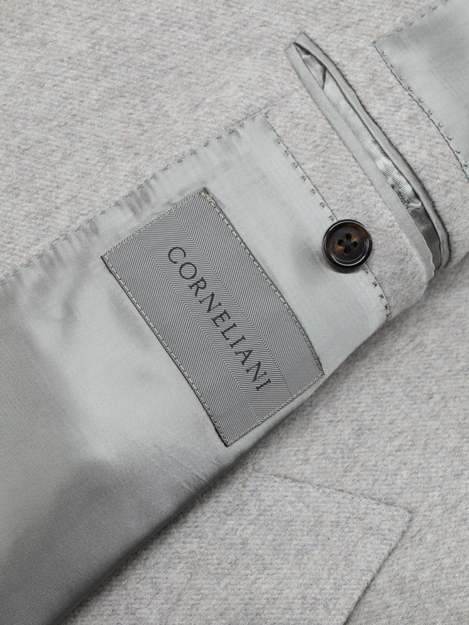 Corneliani Light Grey Pure-Cashmere Martingale-Belt Sartorial Overcoat