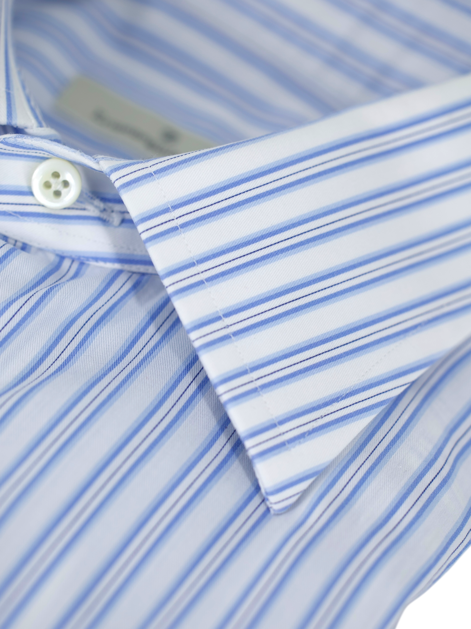 Ermenegildo Zegna Blue & White Cotton Striped Dress Shirt