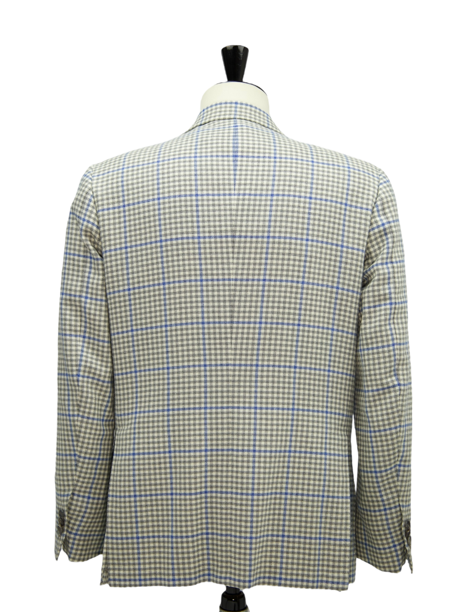 Kiton Light Grey Cashmere, Silk, Fleece Wool & Linen Overcheck "Lasa" Jacket