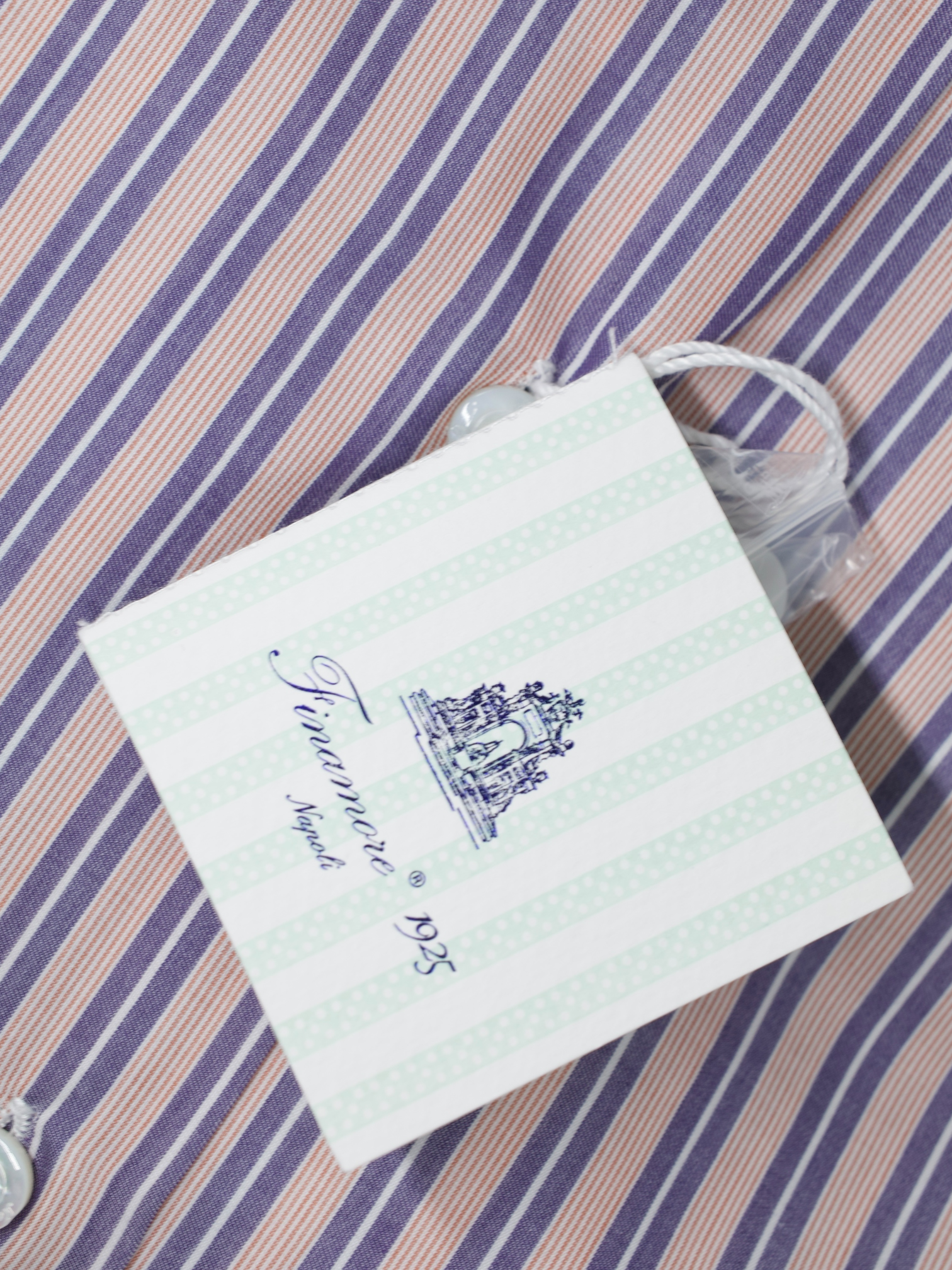 Finamore Pink & Lavender Cotton Multi-Pinstripe Shirt