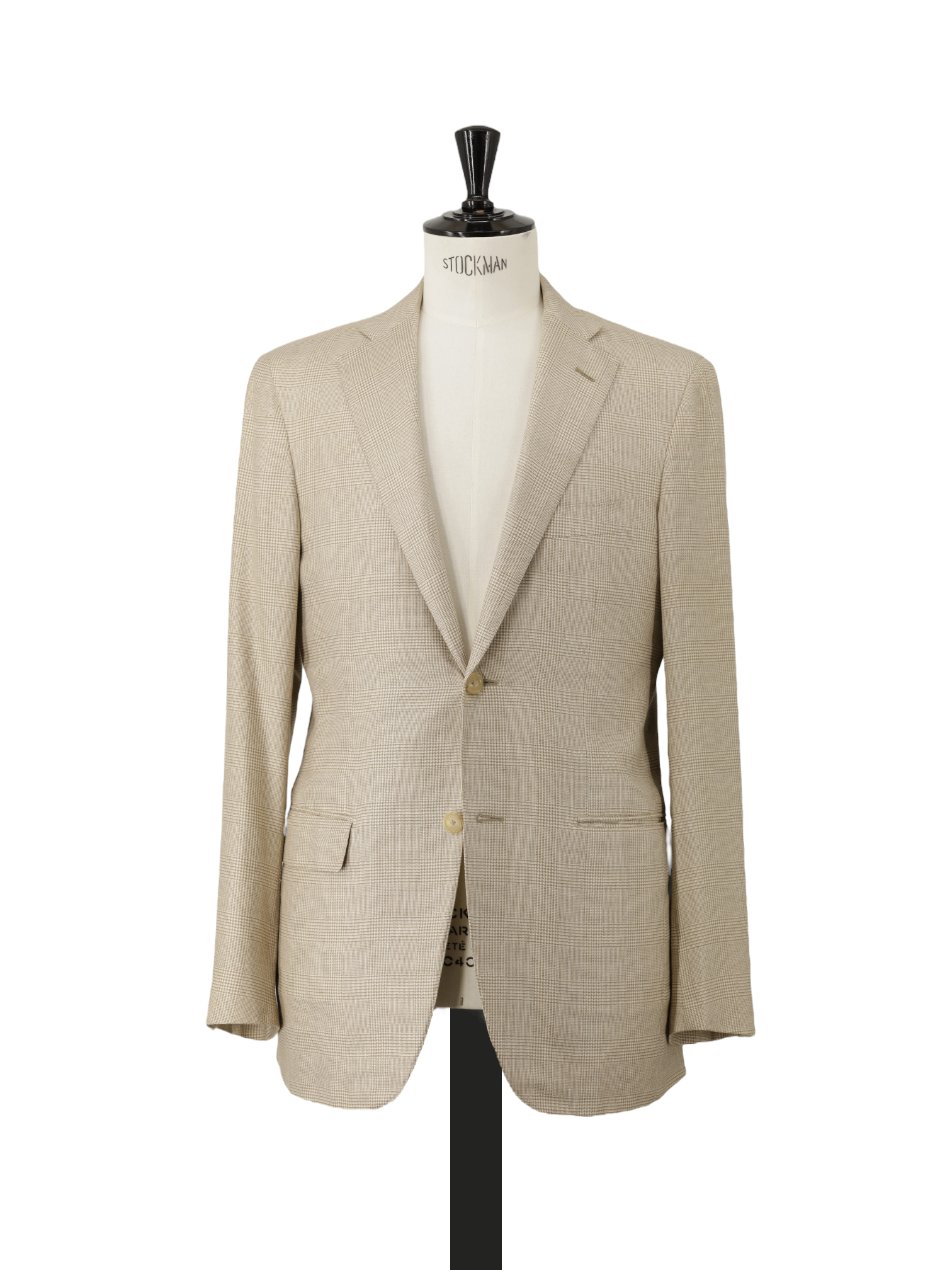 Caruso Beige Cashmere, Silk & Linen Prince or Wales Jacket