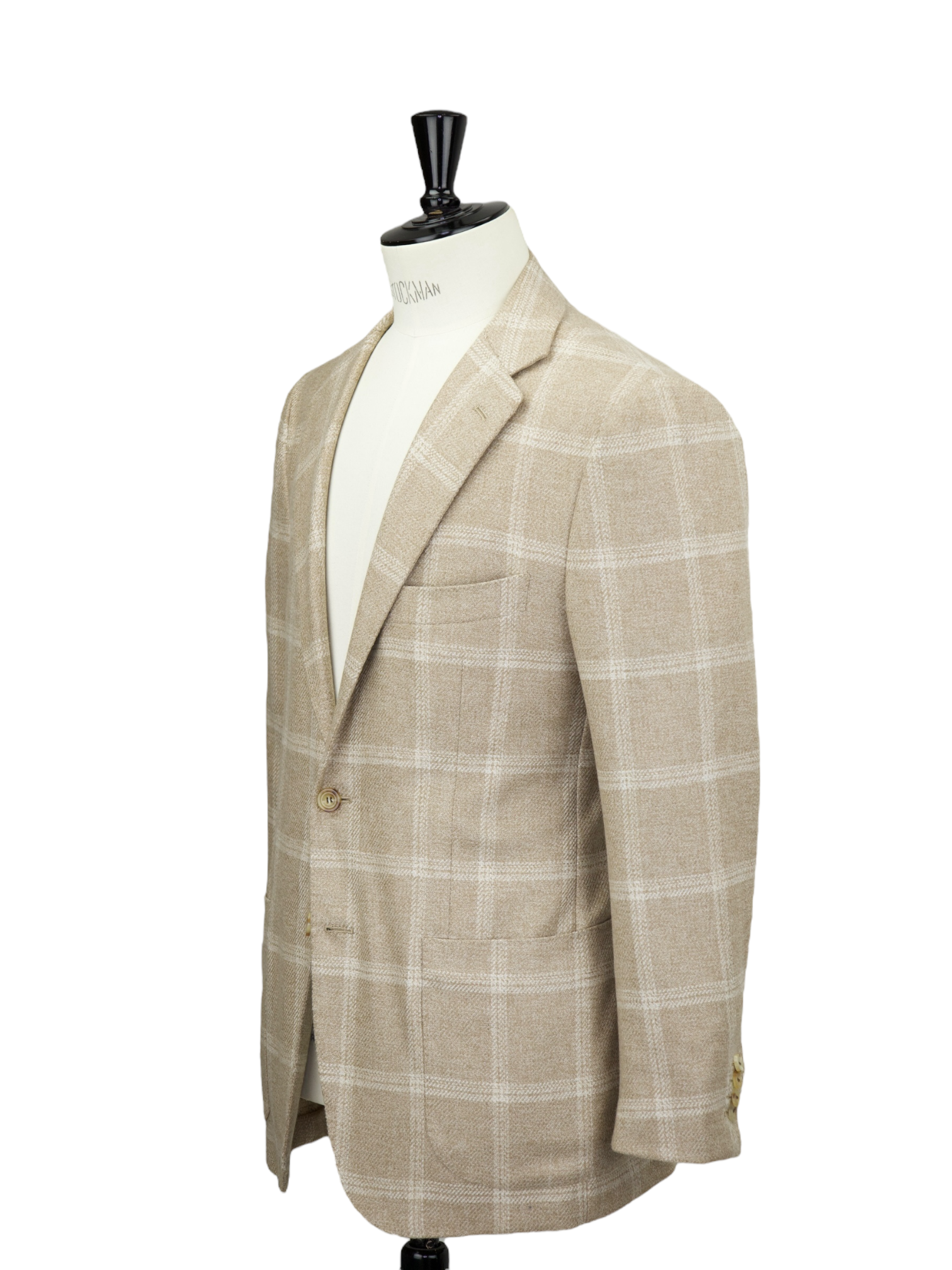 Kiton Beige Pure Cashmere Windowpane Jacket