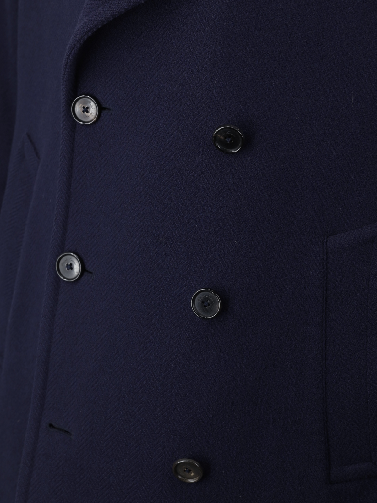 Ralph Lauren Purple Label Navy Wool Herringbone Italian-Made Peacoat