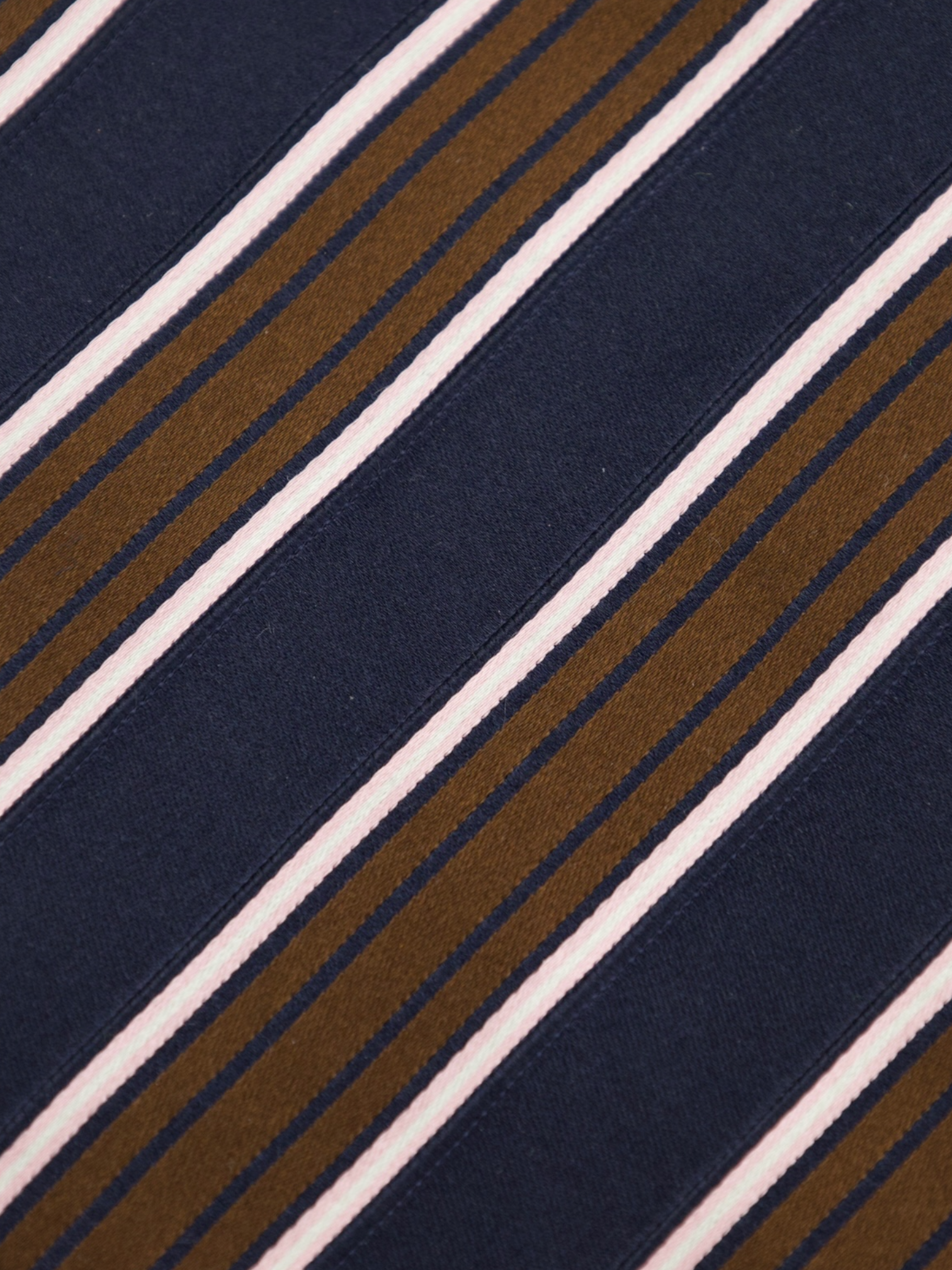 Luigi Borrelli Navy & Brown 3-Fold Multicolor Club-Stripe Silk Tie