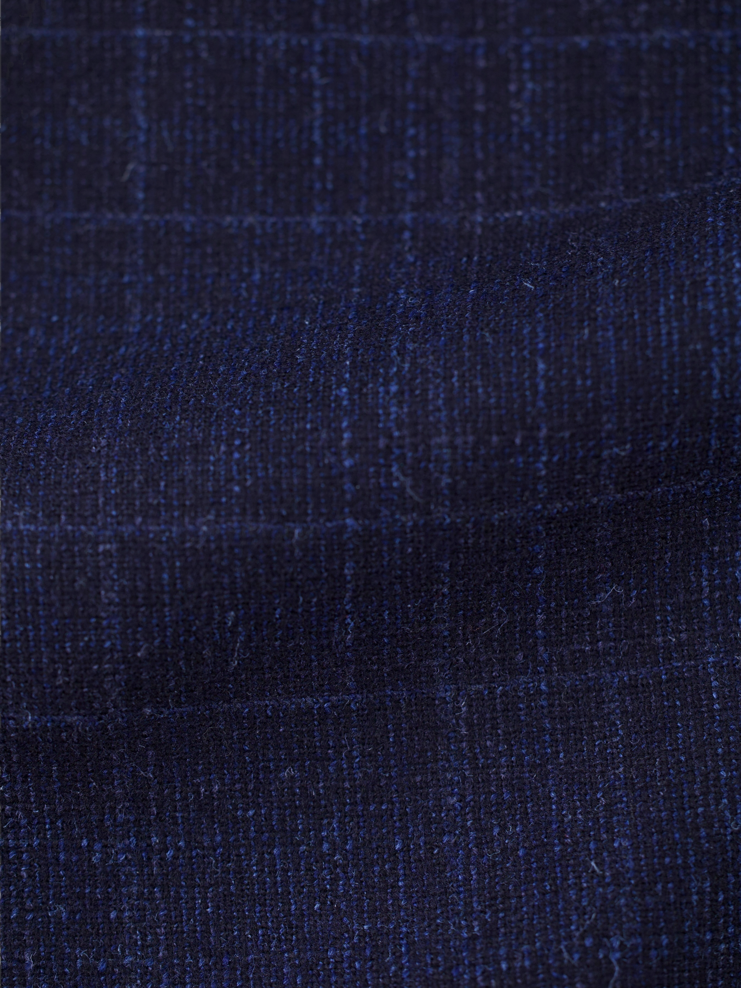 Ermenegildo Zegna Dark Blue Wool, Silk & Cashmere Melange Check Jacket