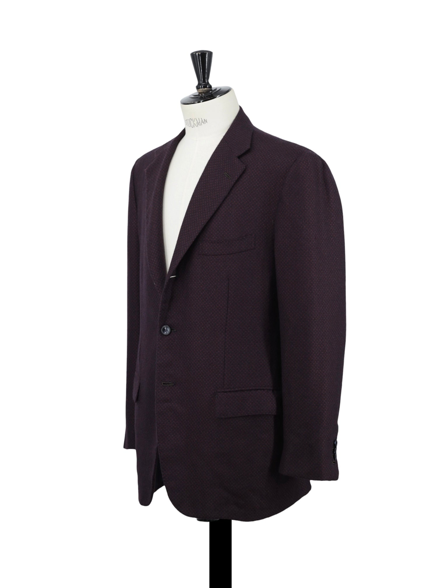 Kiton Burgundy & Navy Pure Cashmere Micro-Pattern Jacket