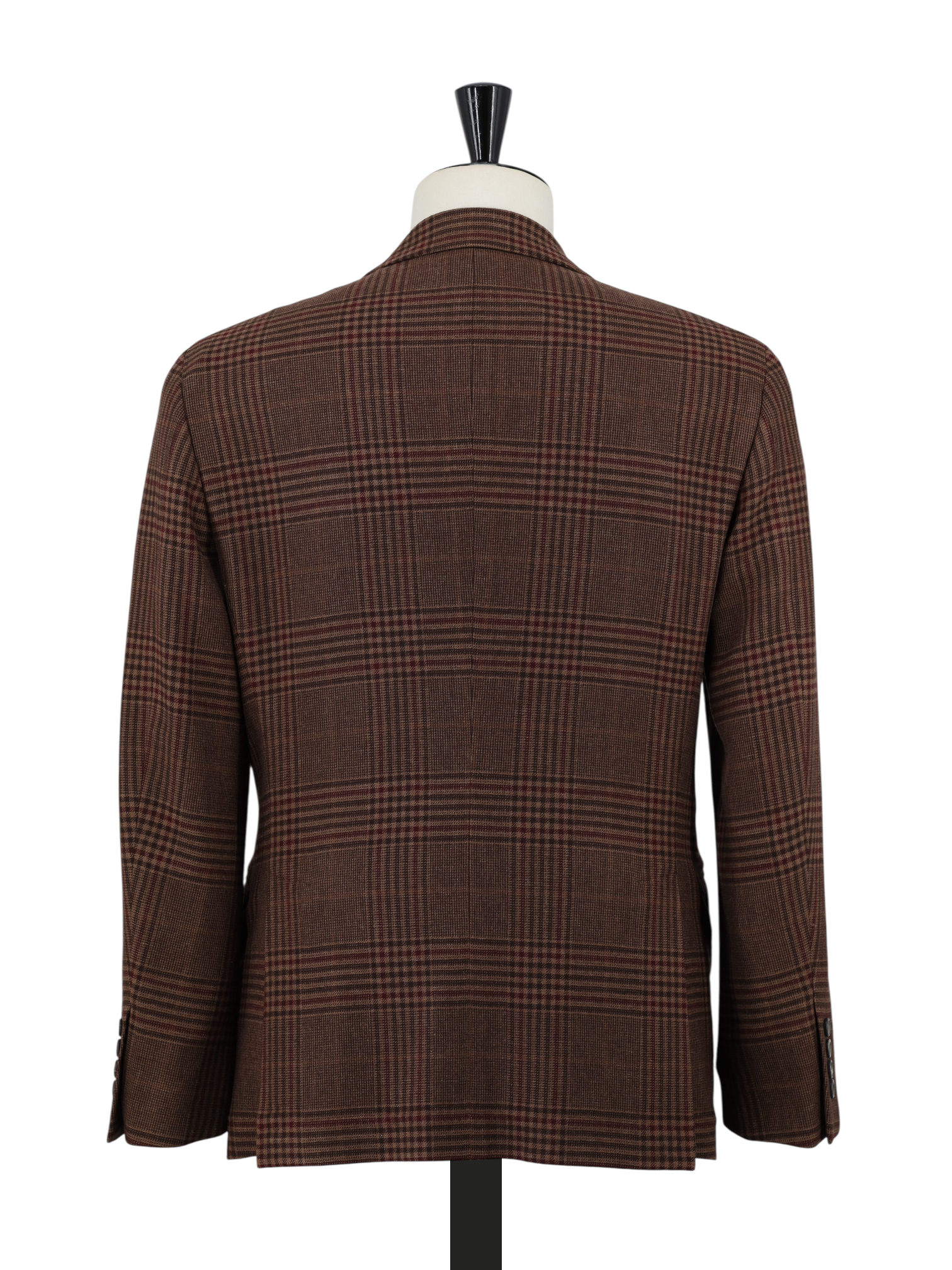 Brunello Cucinelli Castagne Brown & Burgundy Wool, Linen, Cashmere & Silk Checkered Jacket