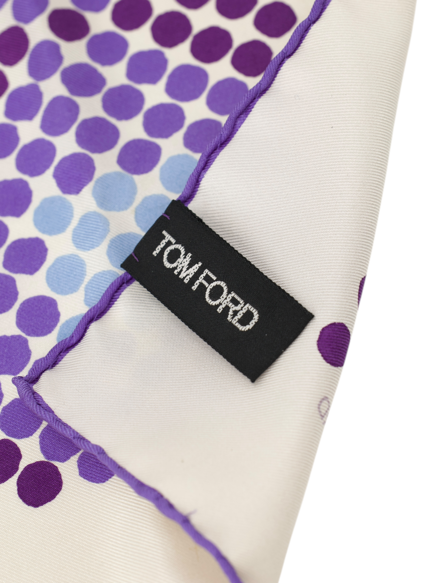 Tom Ford White & Purple Silk Geometric Pocket Square