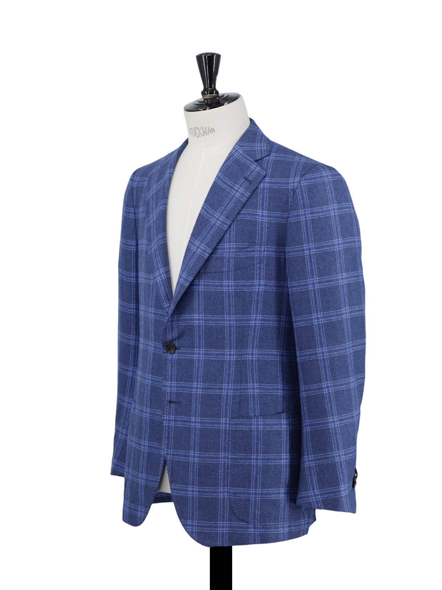 Cesare Attolini Blue Silk & Cashmere Checkered Jacket