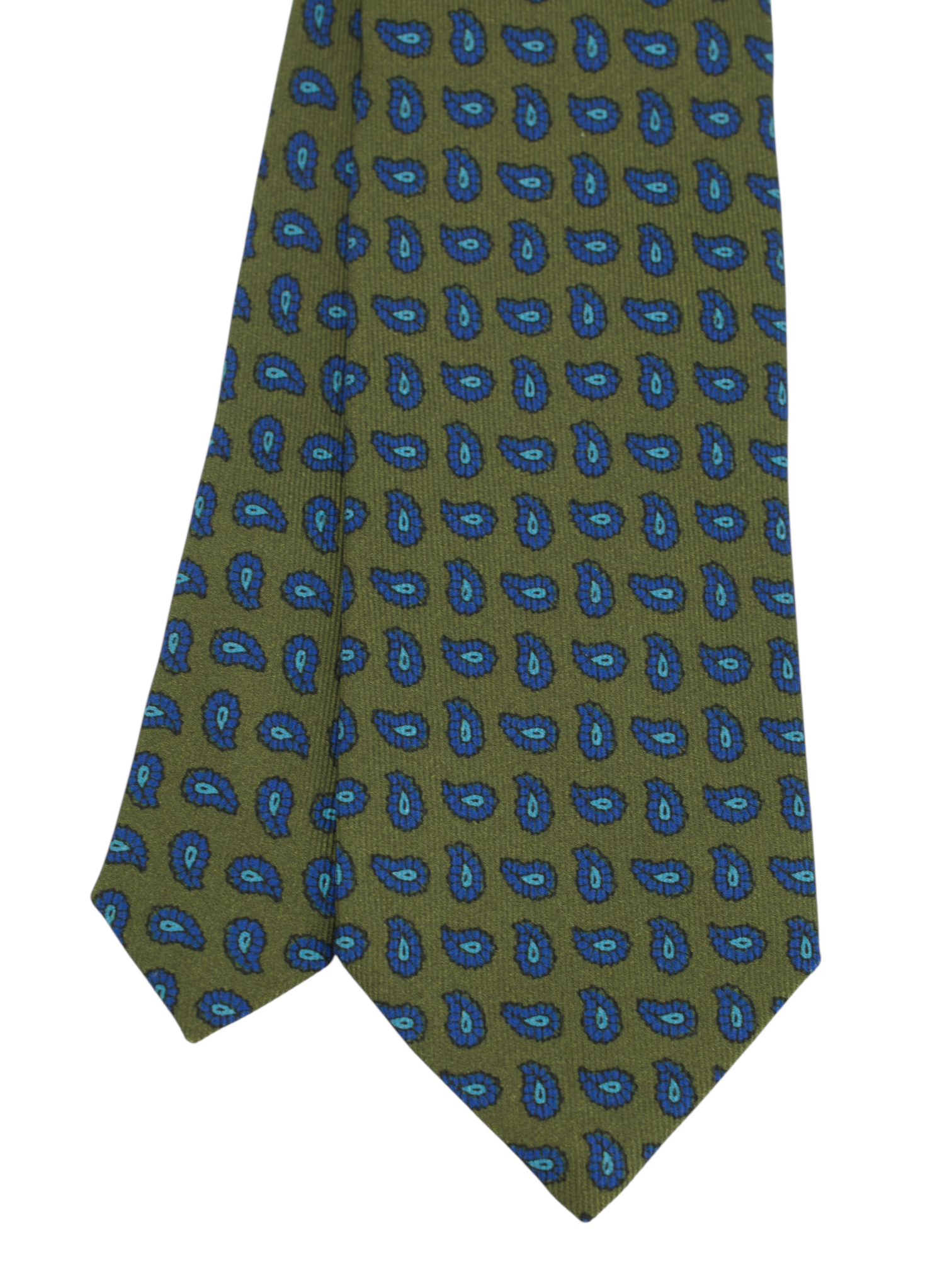 Cesare Attolini Green & Blue Silk Paisley Tie