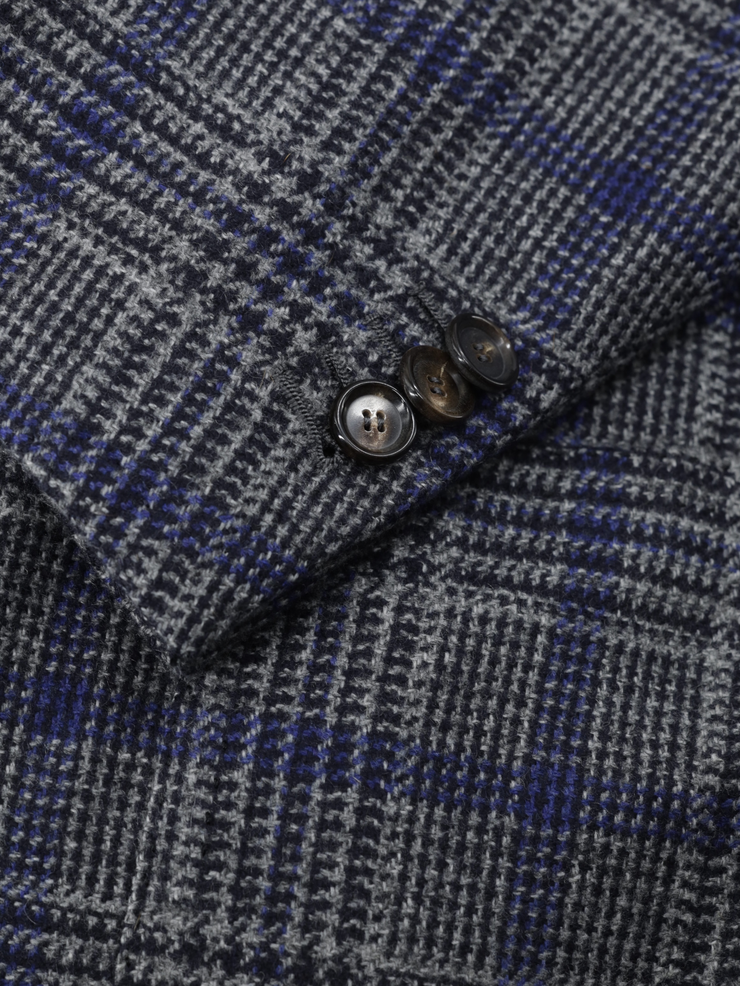 Cesare Attolini Grey & Royal Blue Pure Cashmere Prince of Wales Jacket