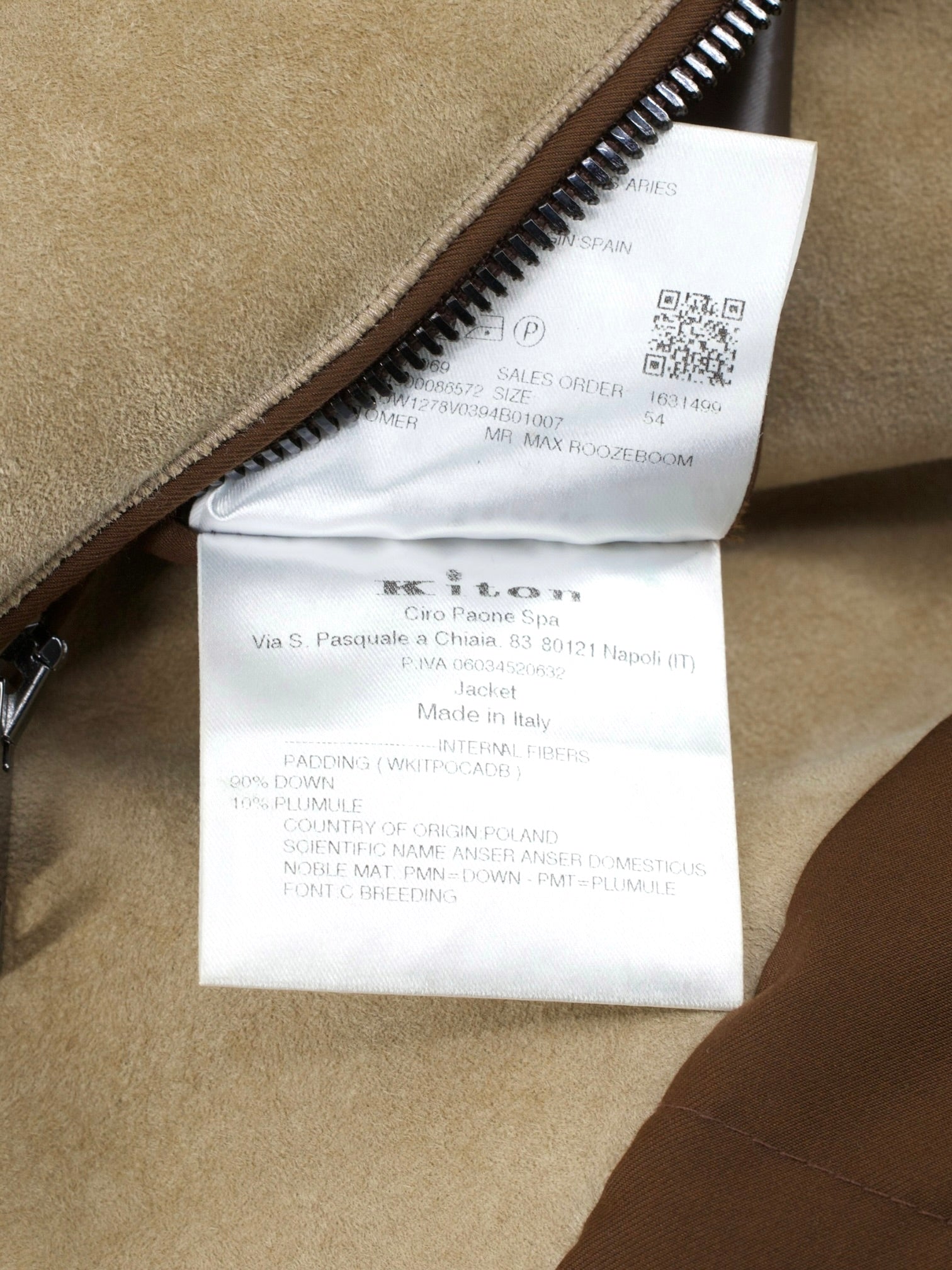 Kiton Brown Lambskin-Lammy & Waterrepellent Sartorial Puffer Jacket