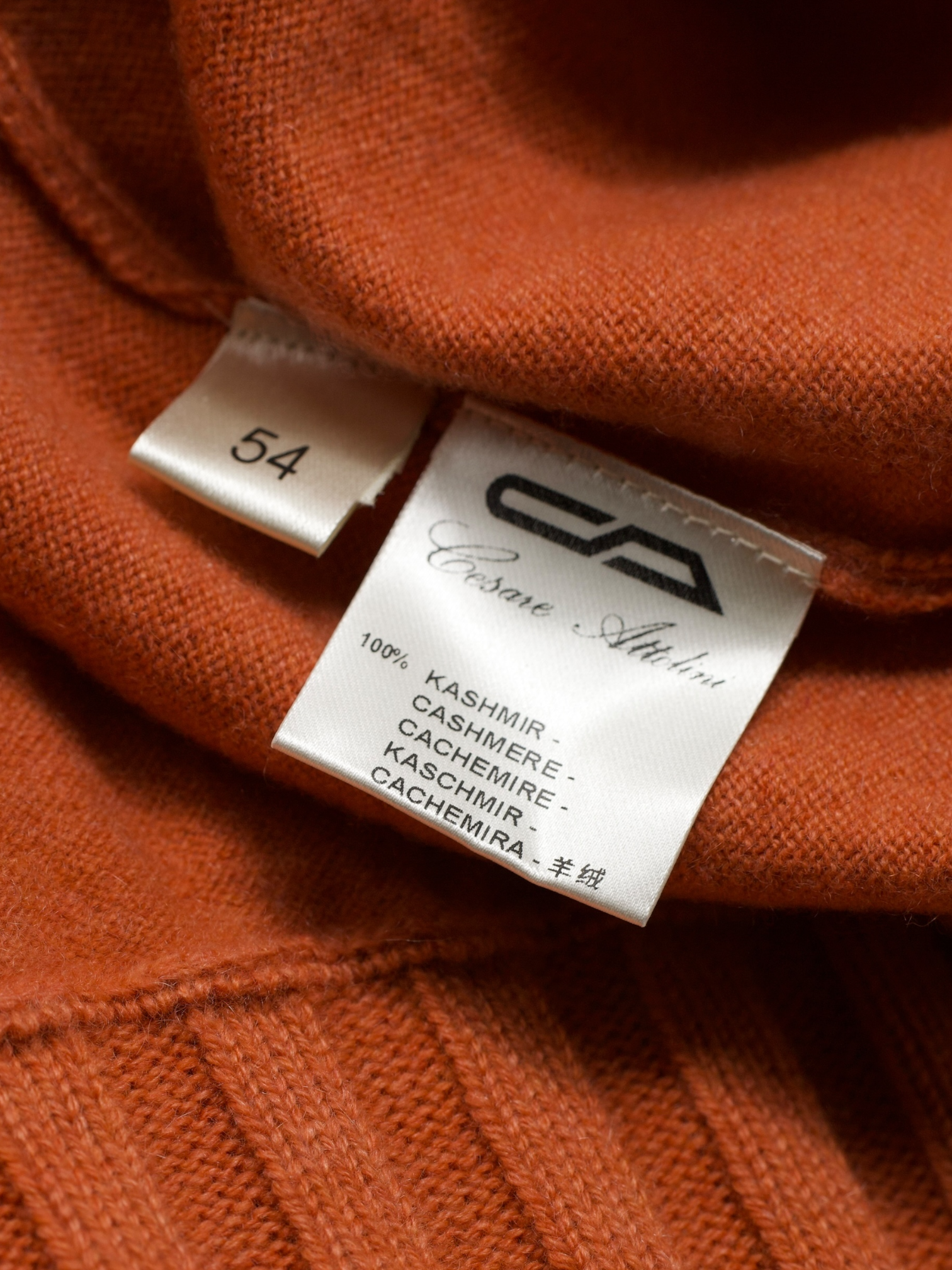 Cesare Attolini Orange Duvet Cashmere Half-Zip Knitwear