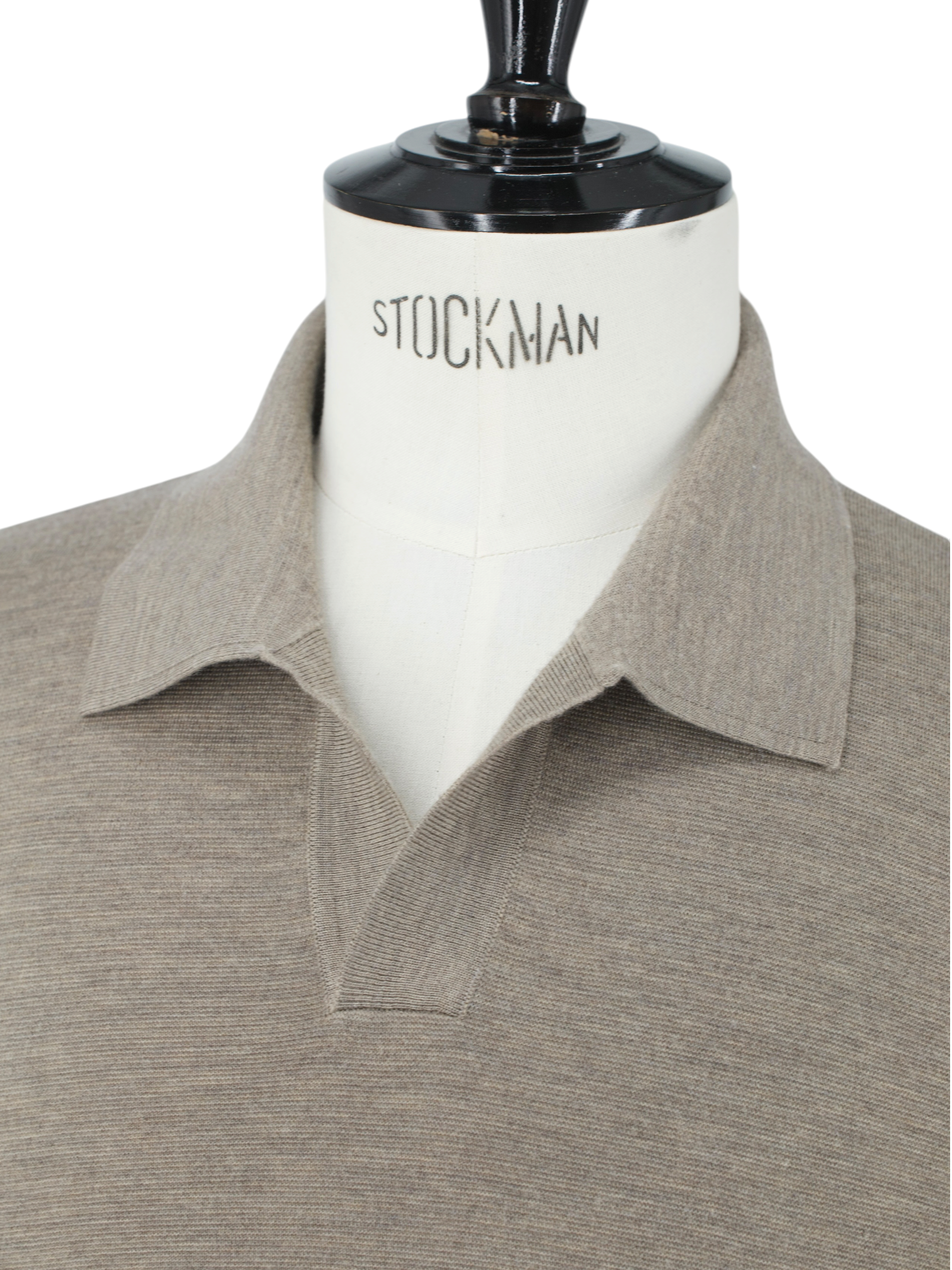 Loro Piana Light Brown Wish® Wool Jersey Buttonless Long-Sleeve Polo