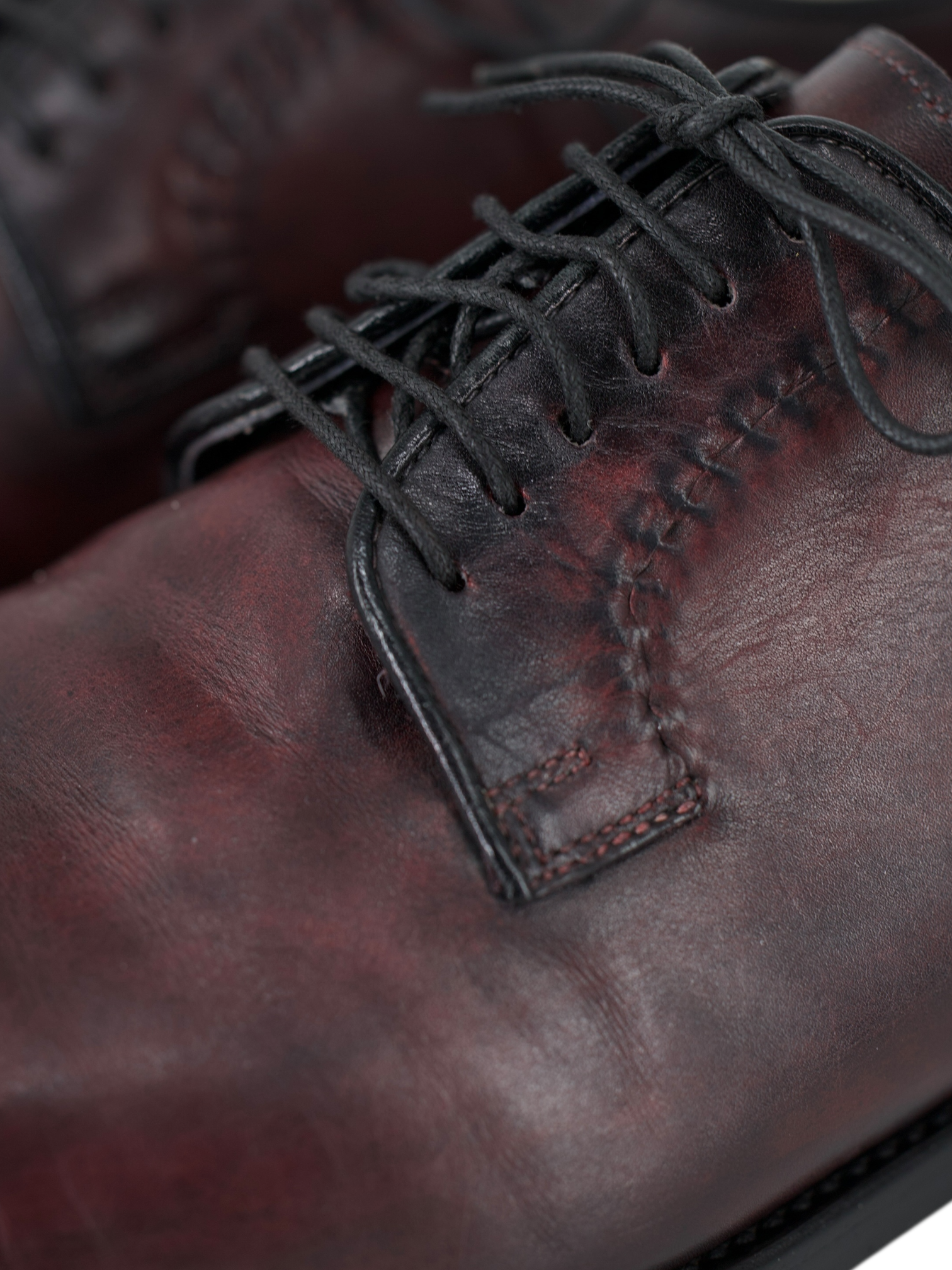 Santoni Burgundy Calfleather Goodyear Welted Derby Lace-Ups