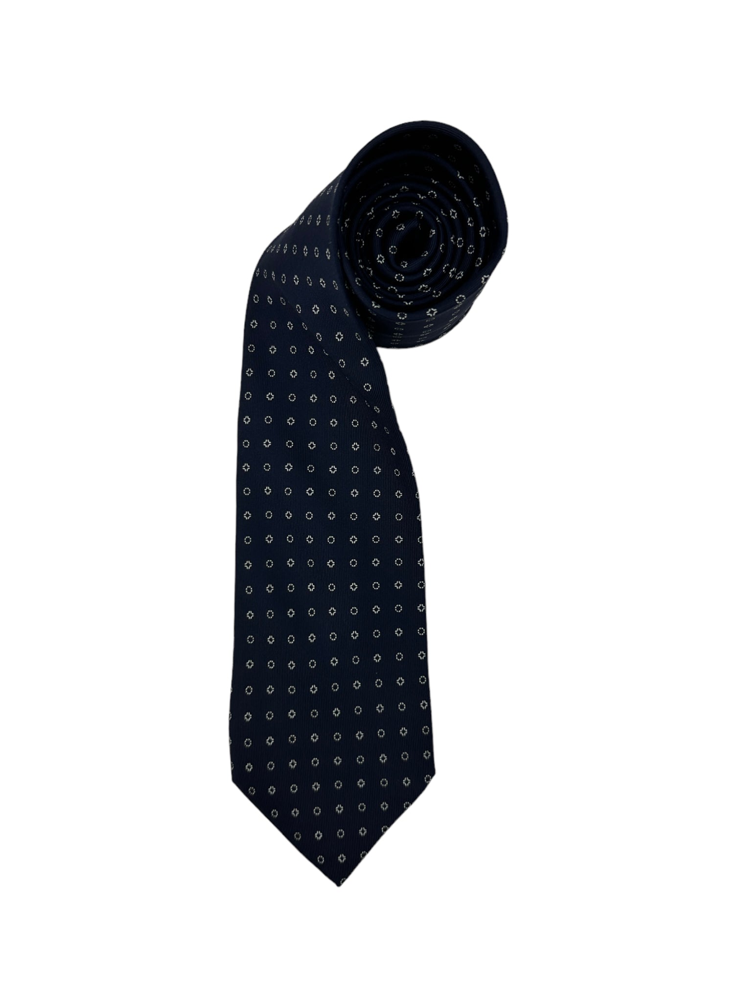 E.Marinella 3-Fold Navy Geometric Tie