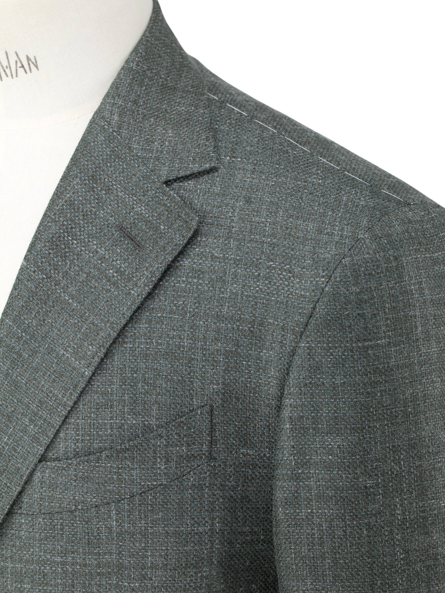 Corneliani Green Wool, Silk & Linen Basketweave "Sartoria Light "Jacket