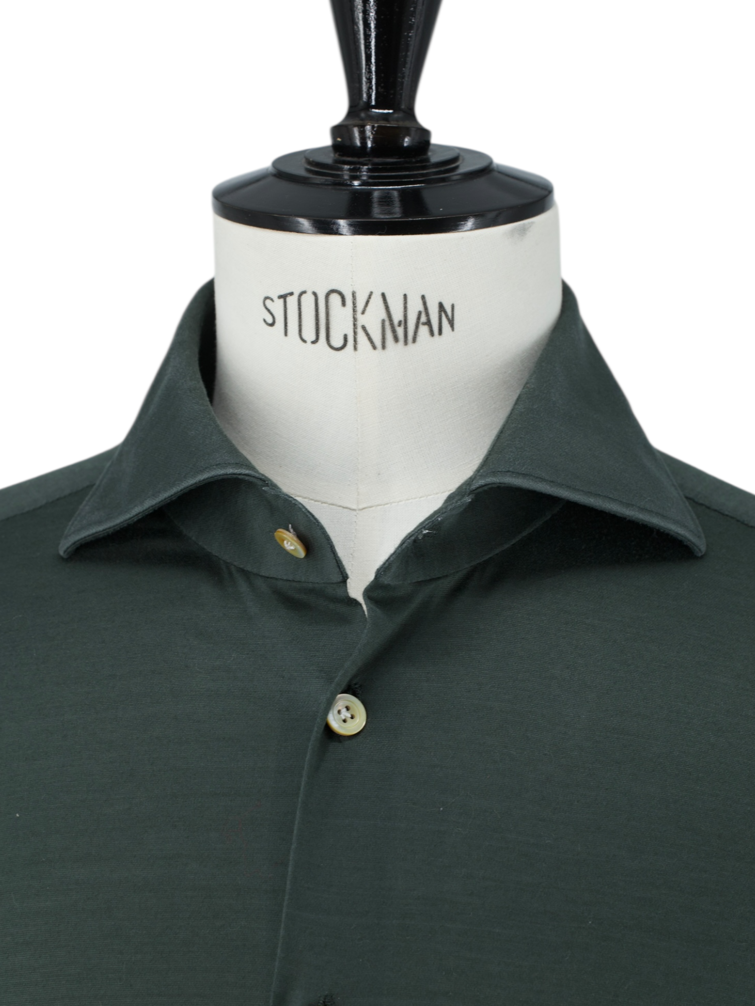 Kiton Olive Green Jersey-Knitted Cotton Shirt