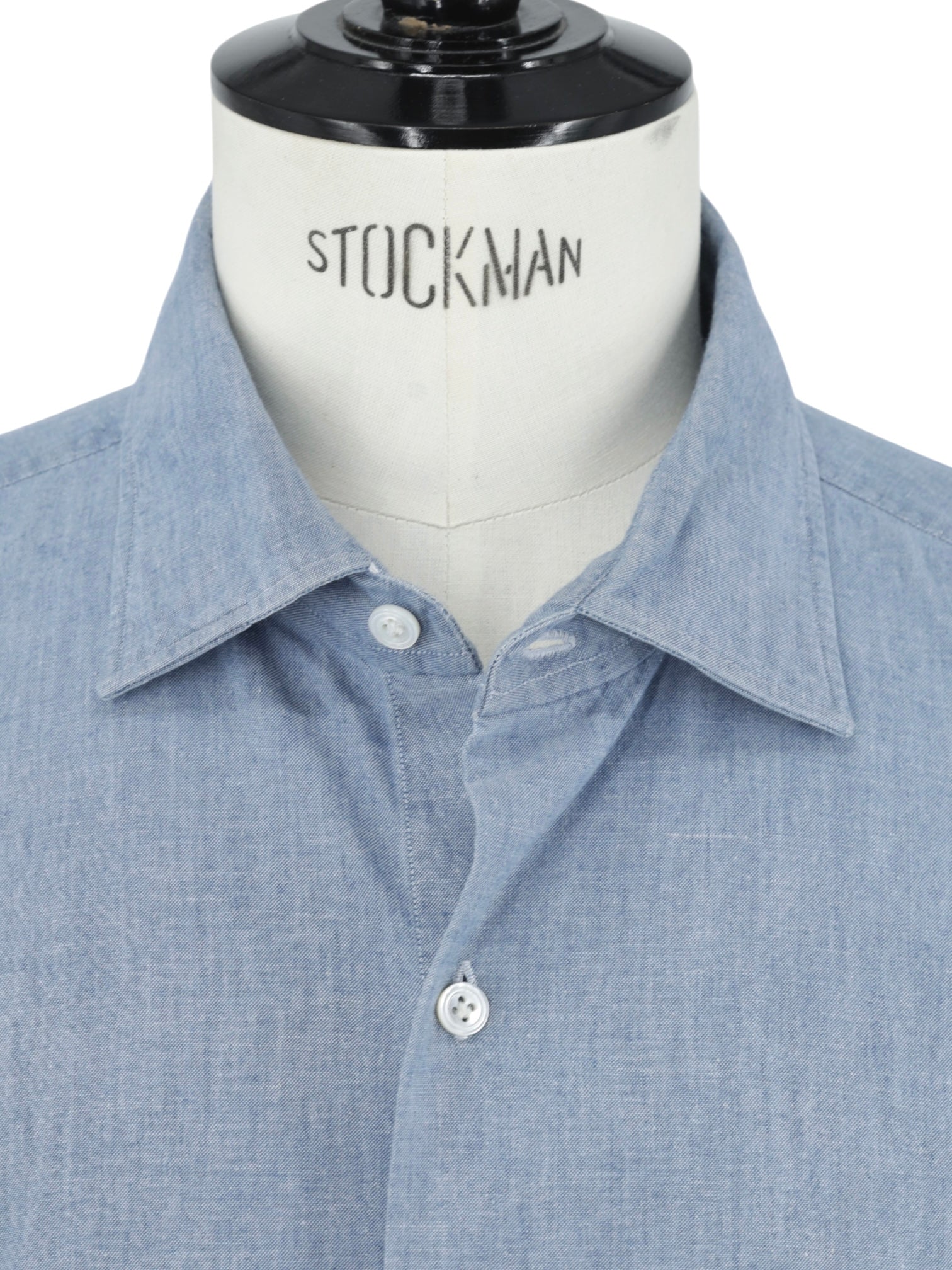 Finamore Light Blue Cotton Pinpoint Neapolitan Shirt