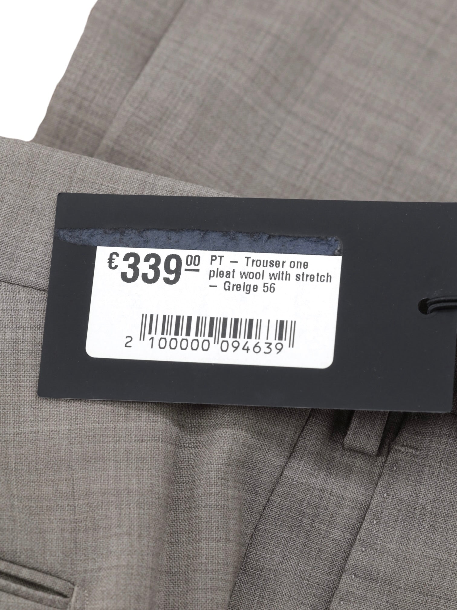 PT01 Greige Wool-Stretch Single Pleated Trousers