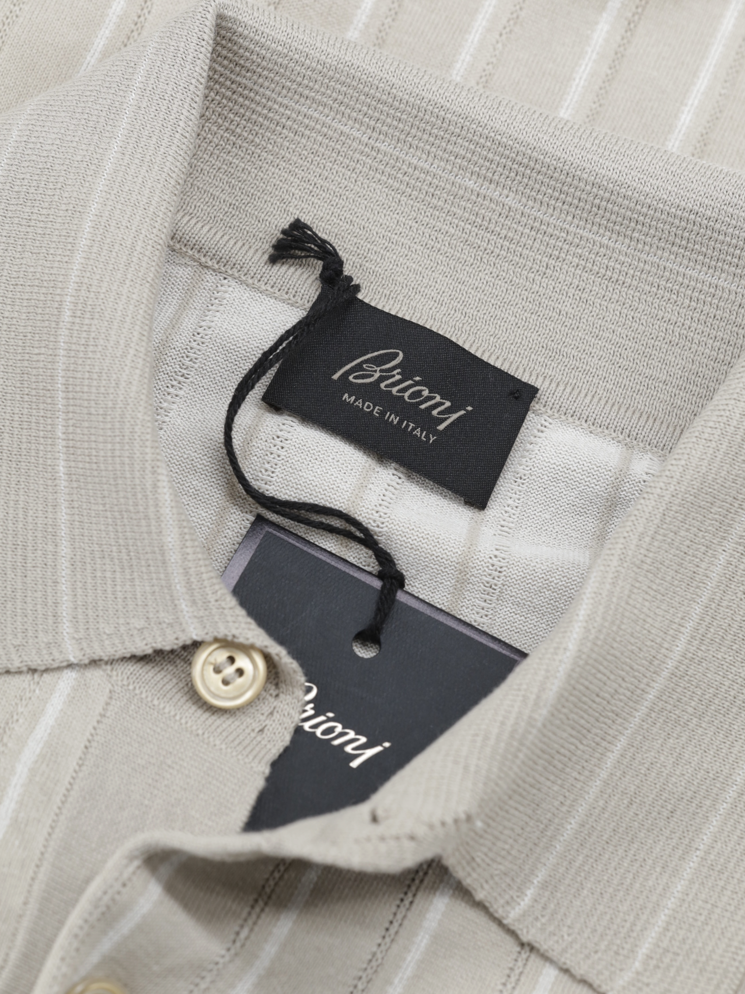 Brioni Sand Cotton, Silk & Linen Vintage-Stripe Polo