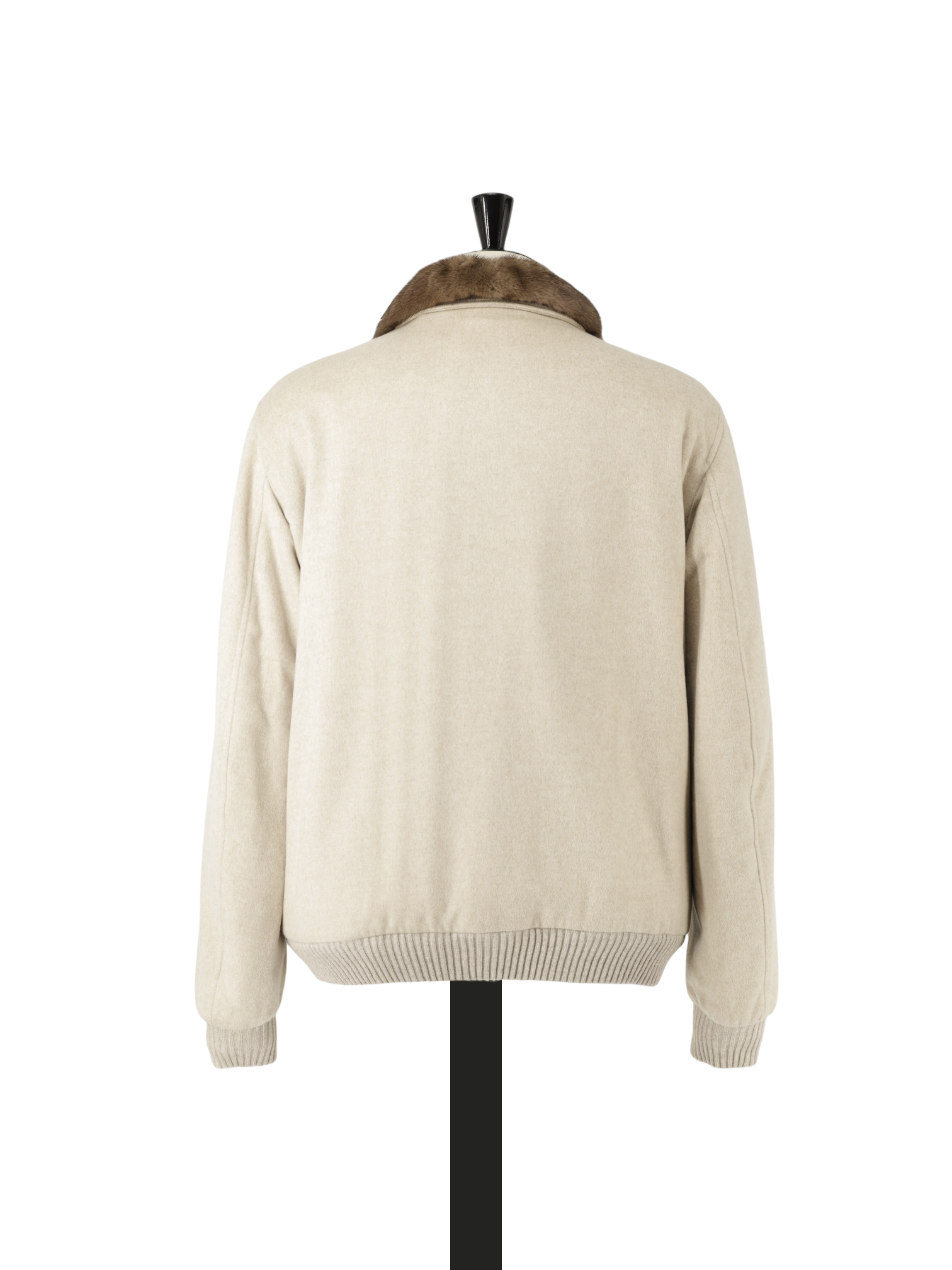 Cesare Attolini Beige Pure Cashmere & Mink Fur Lining Blouson Jacket