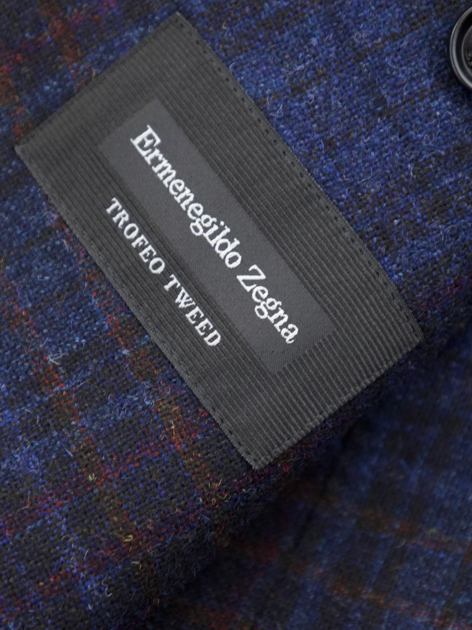 Ermenegildo Zegna Dark Blue & Purple Wool, Alpaca & Cashmere "Trofeo Tweed" Jacket