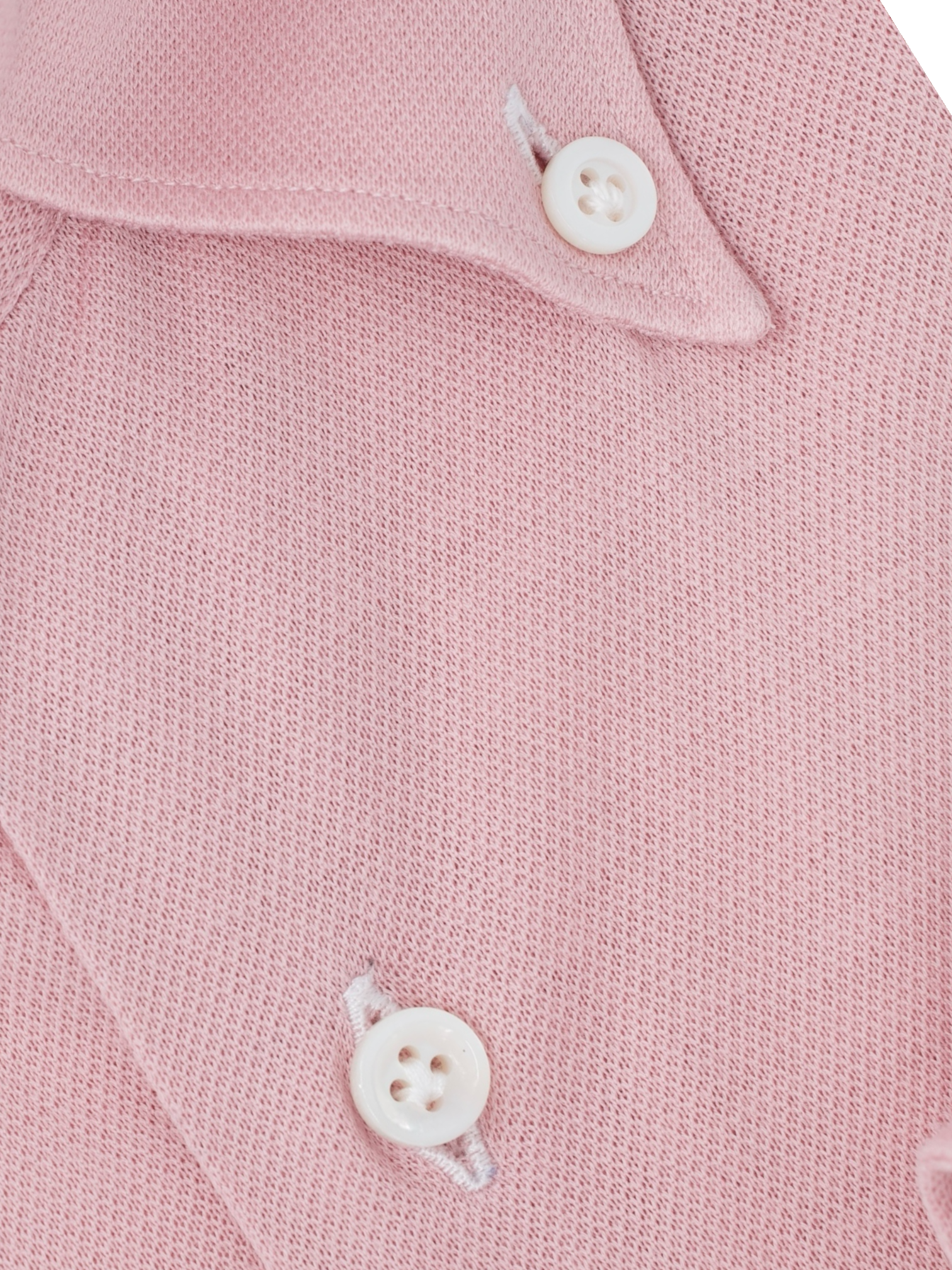 Fray Light Pink Cotton Piqué Knitted Button-Down Shirt