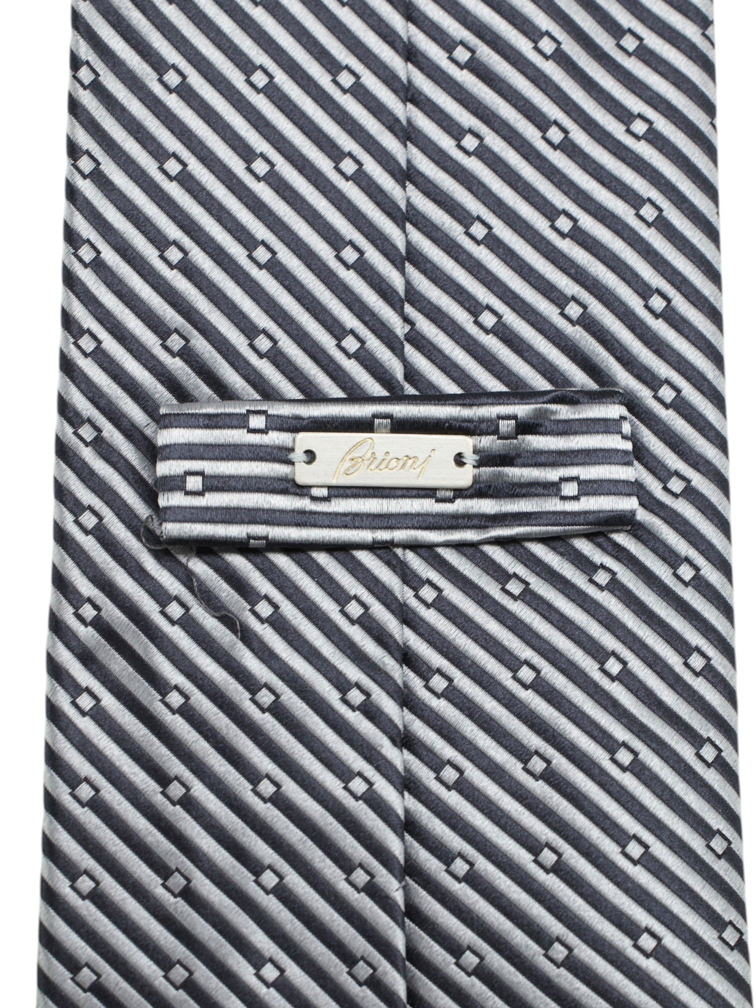 Brioni Anthracite & Light Grey Silk Multi-Pattern Tie
