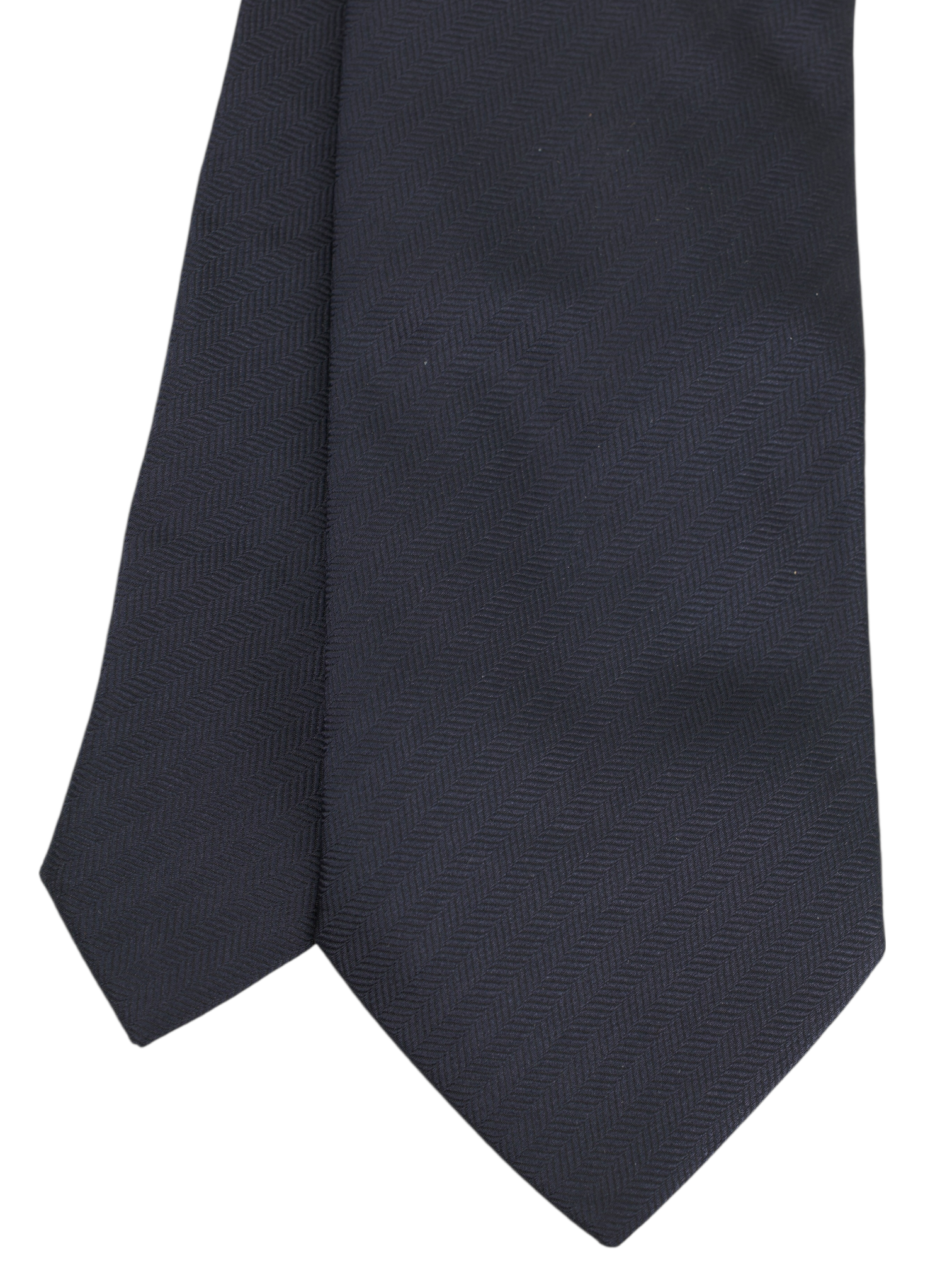 E.Marinella Deep Navy Silk Diagonal Herringbone Tie