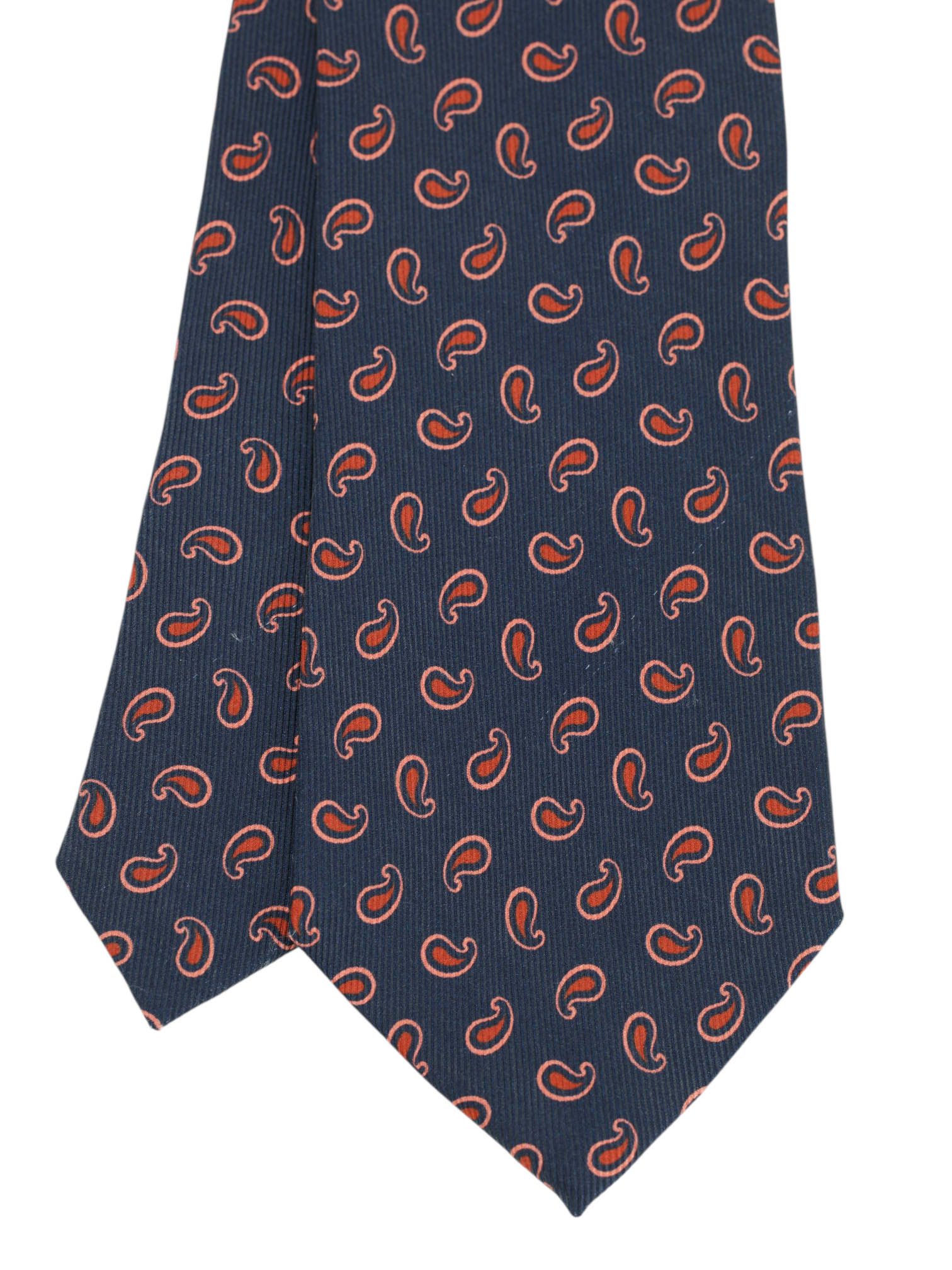 Cesare Attolini Navy & Red Silk Pailsey Tie