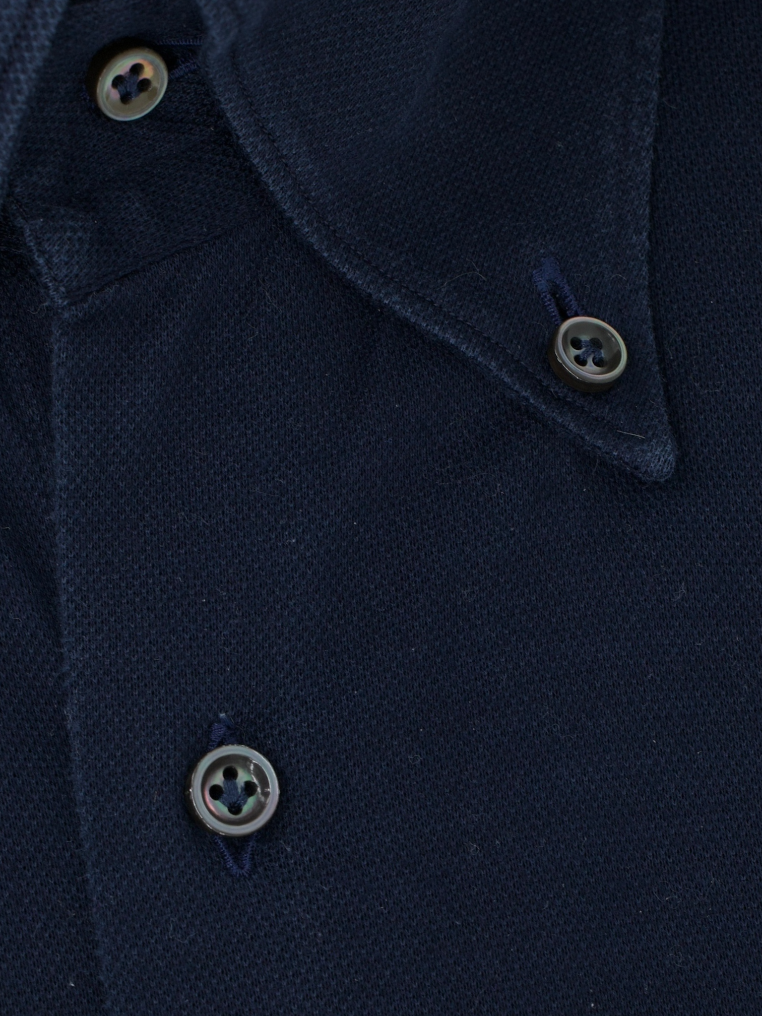 Fray Navy Cotton Piqué Knitted Button-Down Shirt