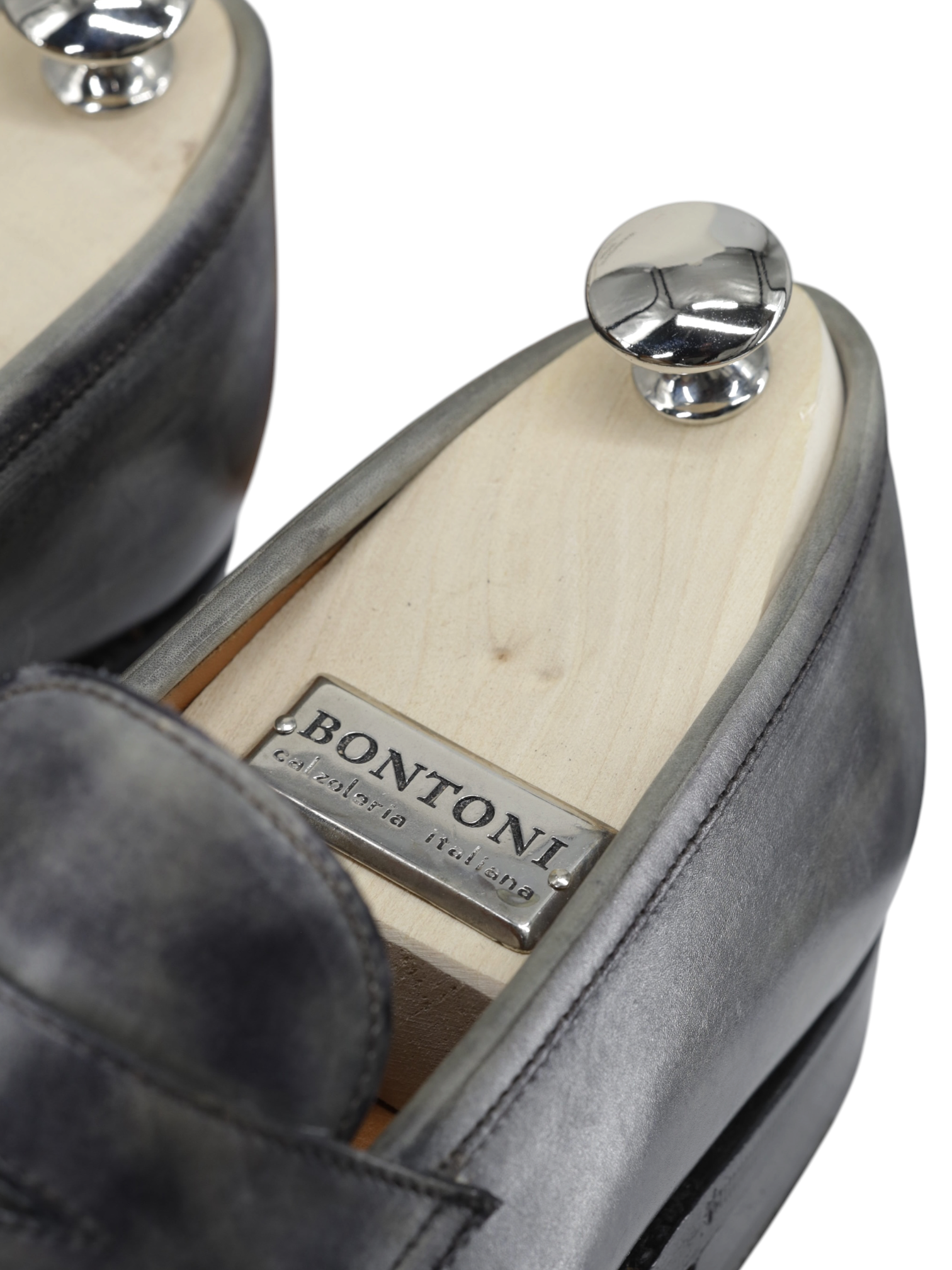 Bontoni Grey Museum-Calf Principe Penny Loafer + Crocodile Belt