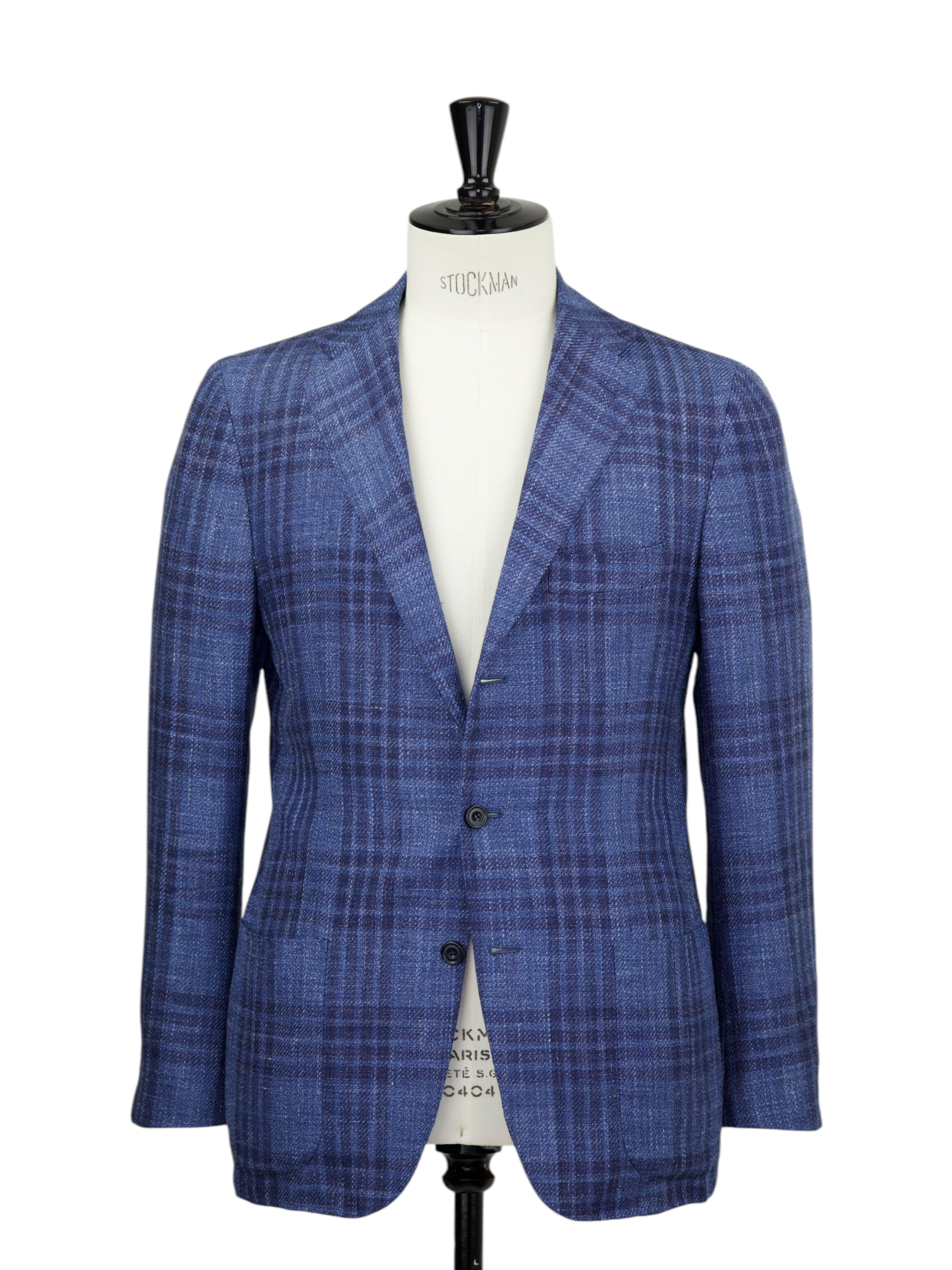 Kiton Sapphire Blue Cashmere, Wool, Silk & Linen Glencheck Jacket