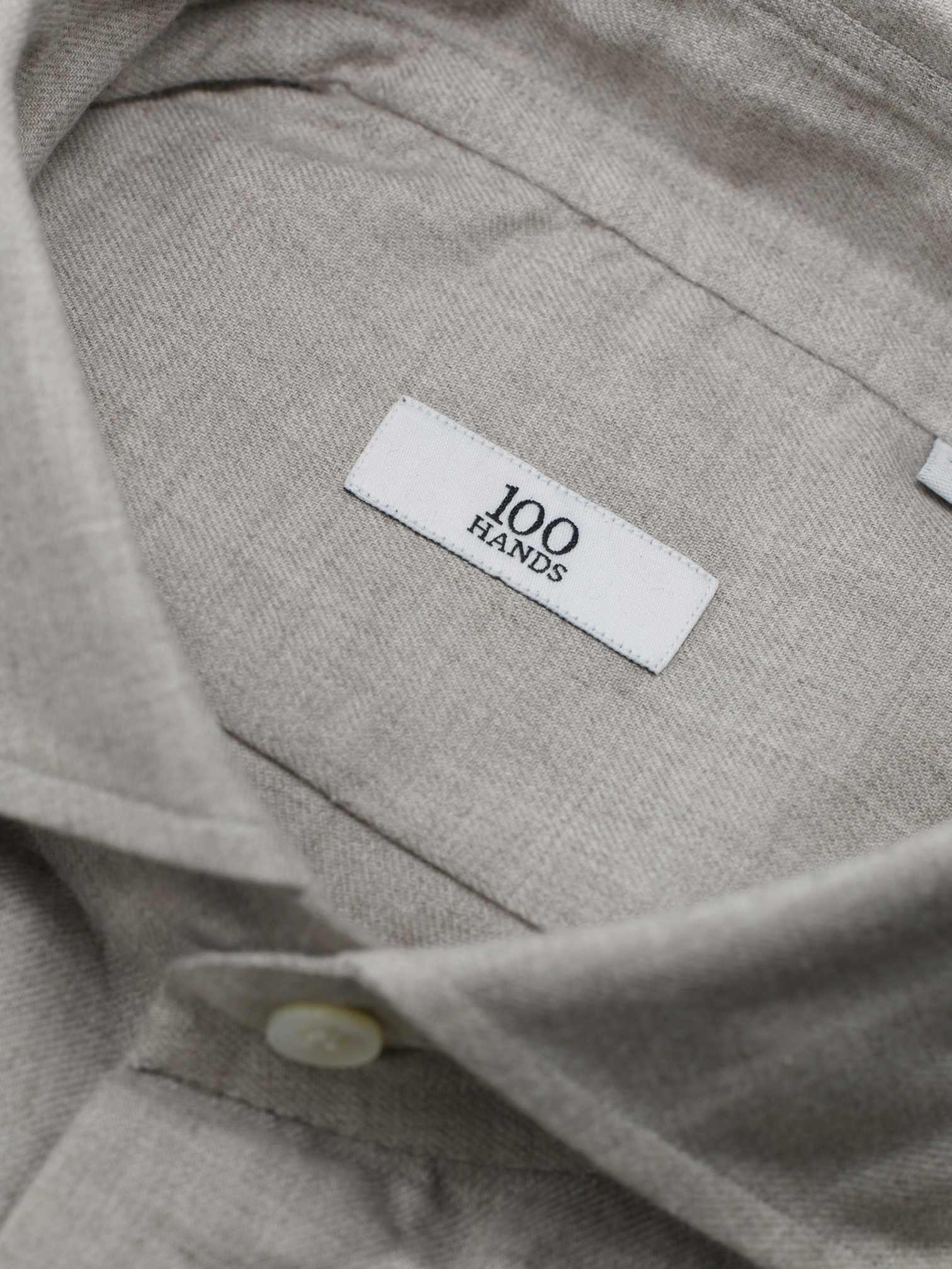 100 Hands Greige Cotton-Flannel Sartorial Winter Shirt