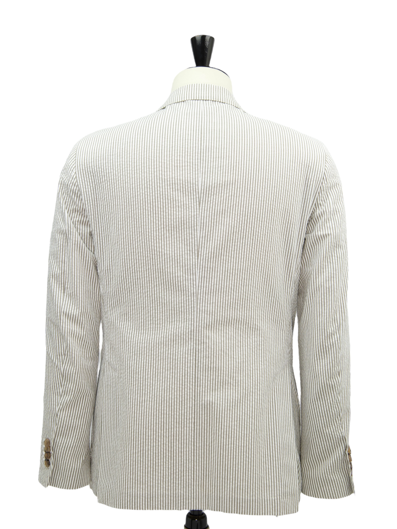 Lardini White & Taupe Cotton Seersucker Pinstripe Jacket