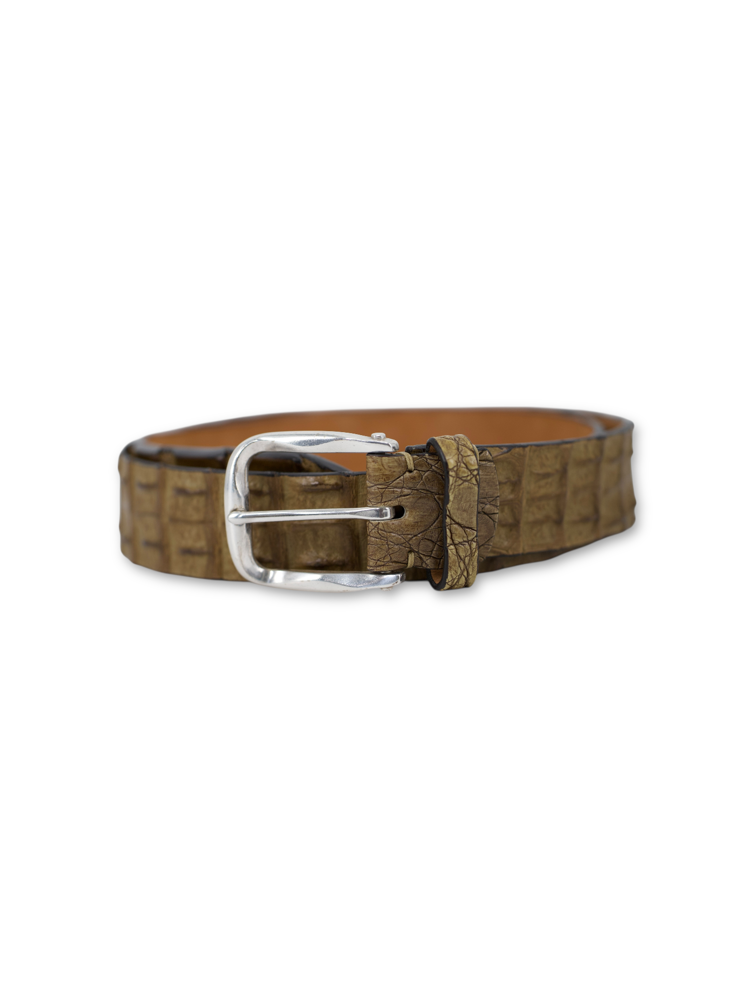 D'Amico Light Brown Genuine Crocodile Leather Belt