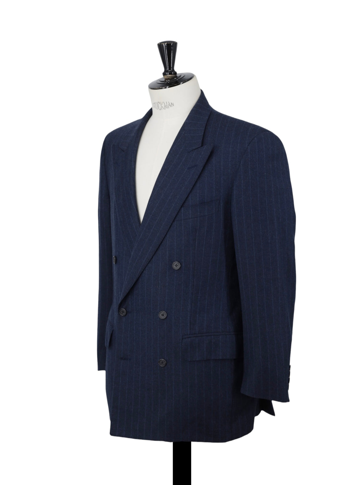 Ermenegildo Zegna Vintage Dark Blue Wool & Cashmere Double Breasted Pinstripe Suit