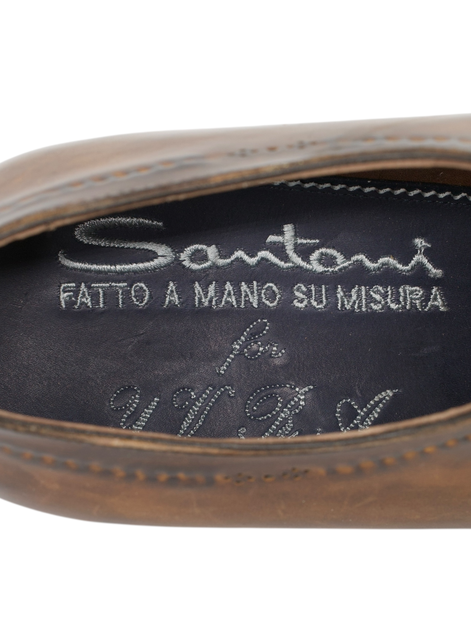 Santoni Brown Calfleather Handmade Oxford Shoes