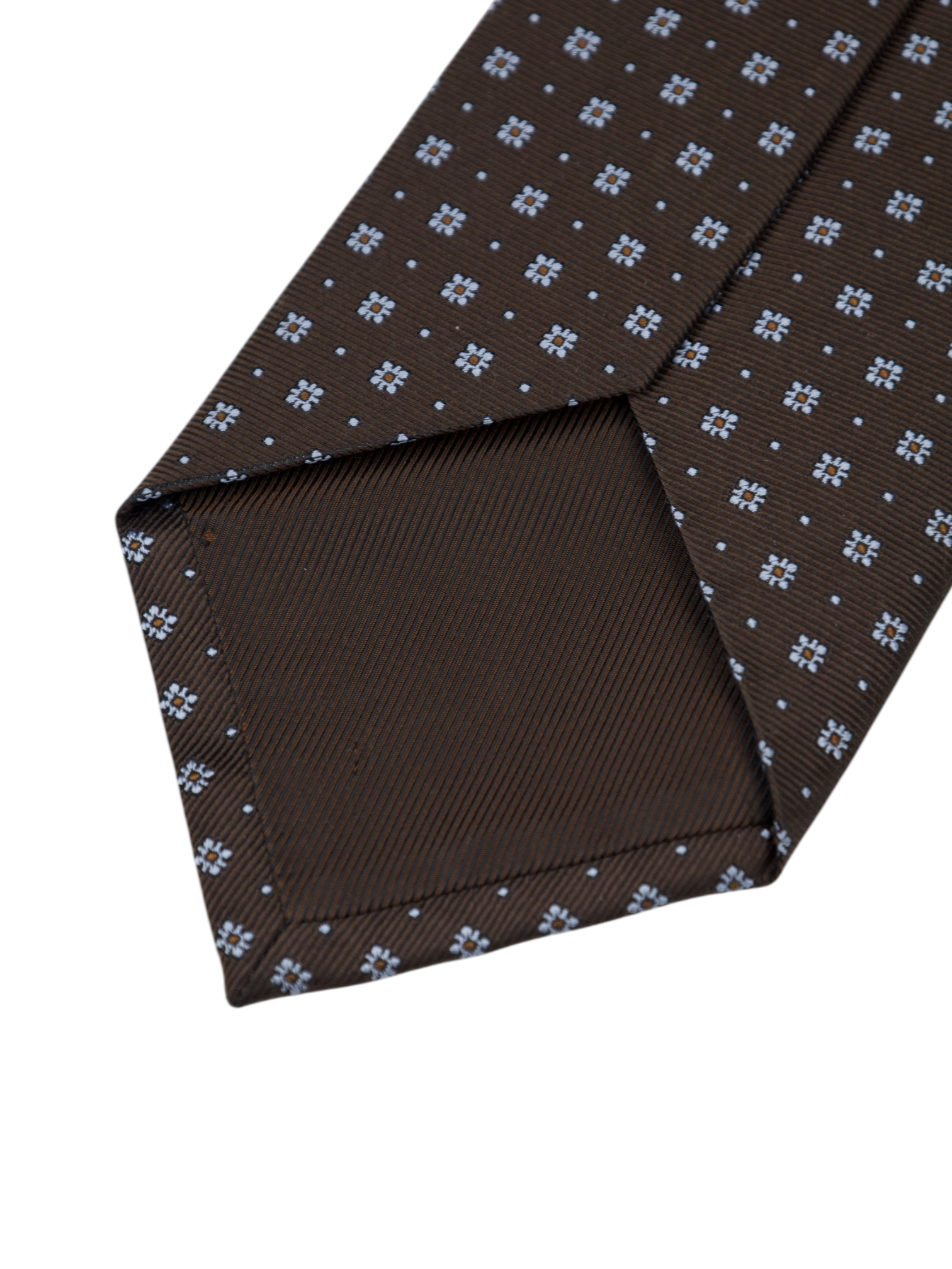 Luigi Borrelli Dark Brown 3-Fold Floral Pattern Silk Tie