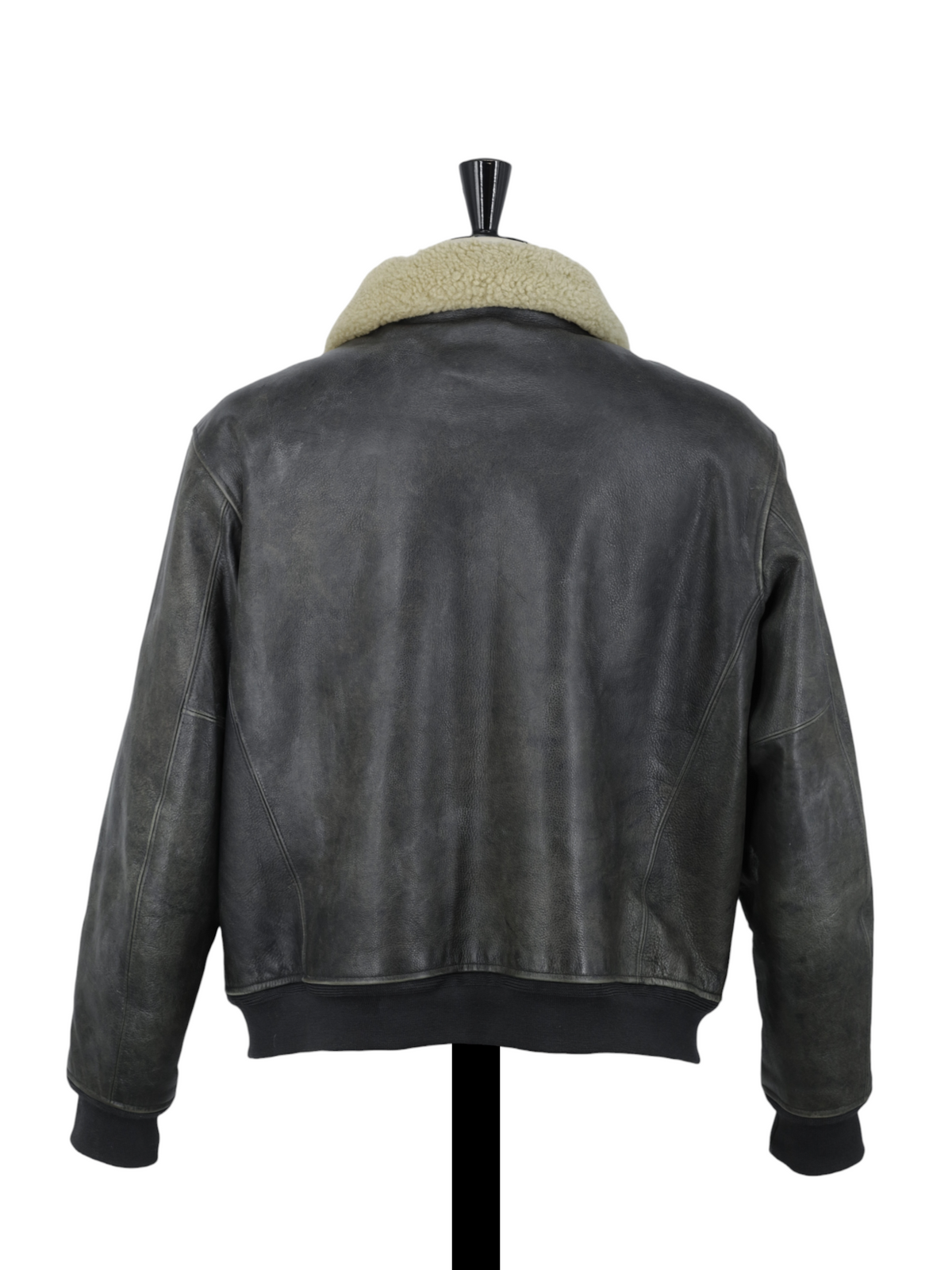 Ralph Lauren Dark Grey Vintage Cowhide & Sheepskin Lammy Pilot Jacket