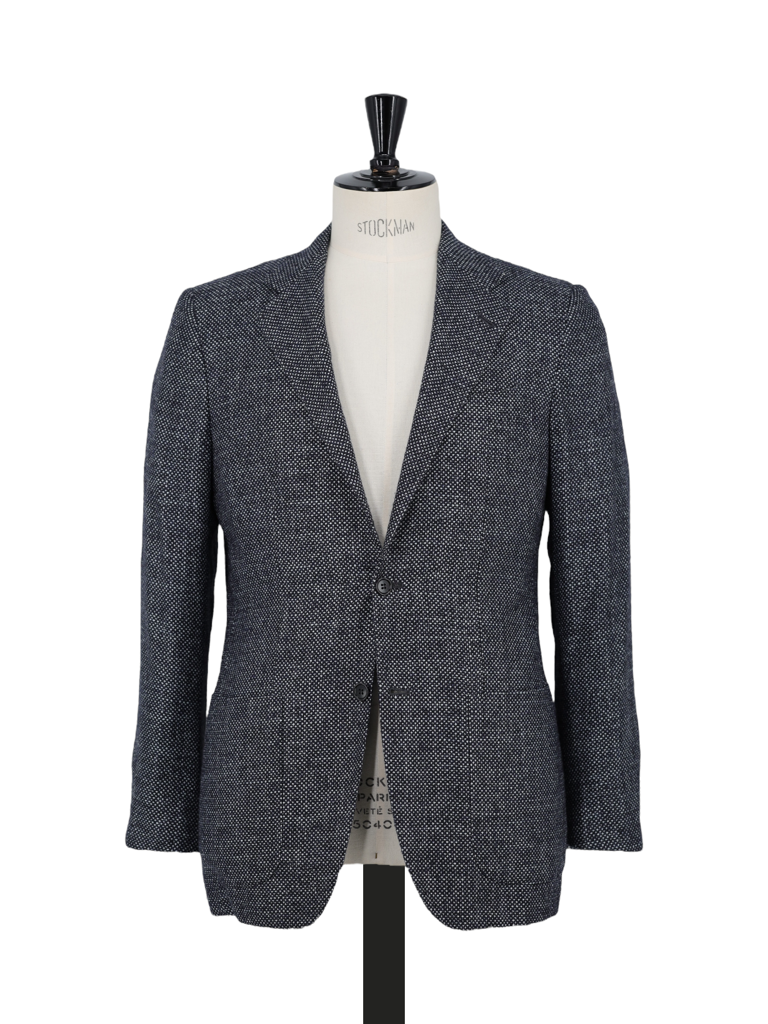 Kiton Black & Grey Cashmere, Silk & Stretch Micro-Pattern "Cipa" Jacket