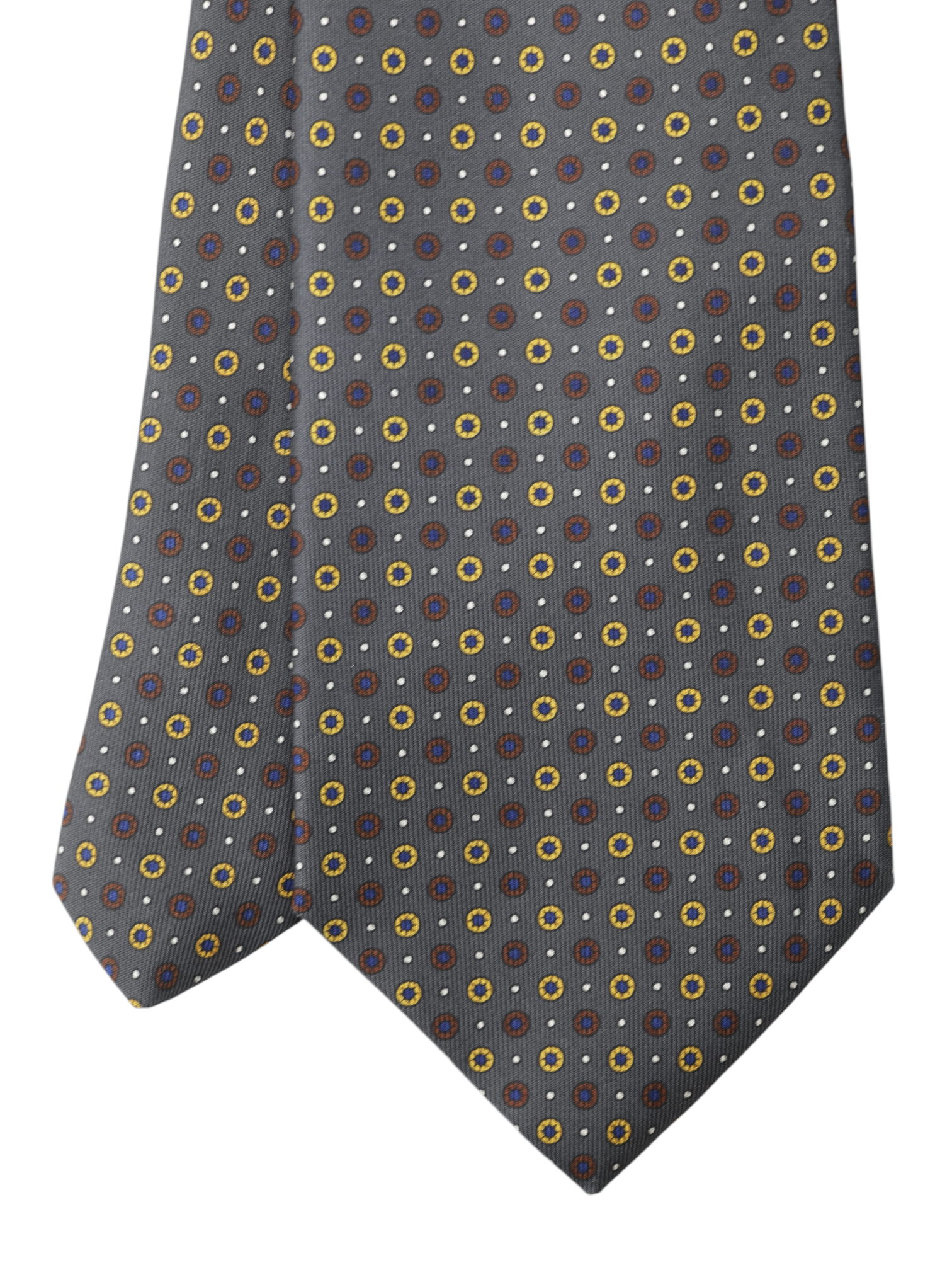 E.Marinella Warm Taupe & Orange Silk Multi-Dot Pattern Tie
