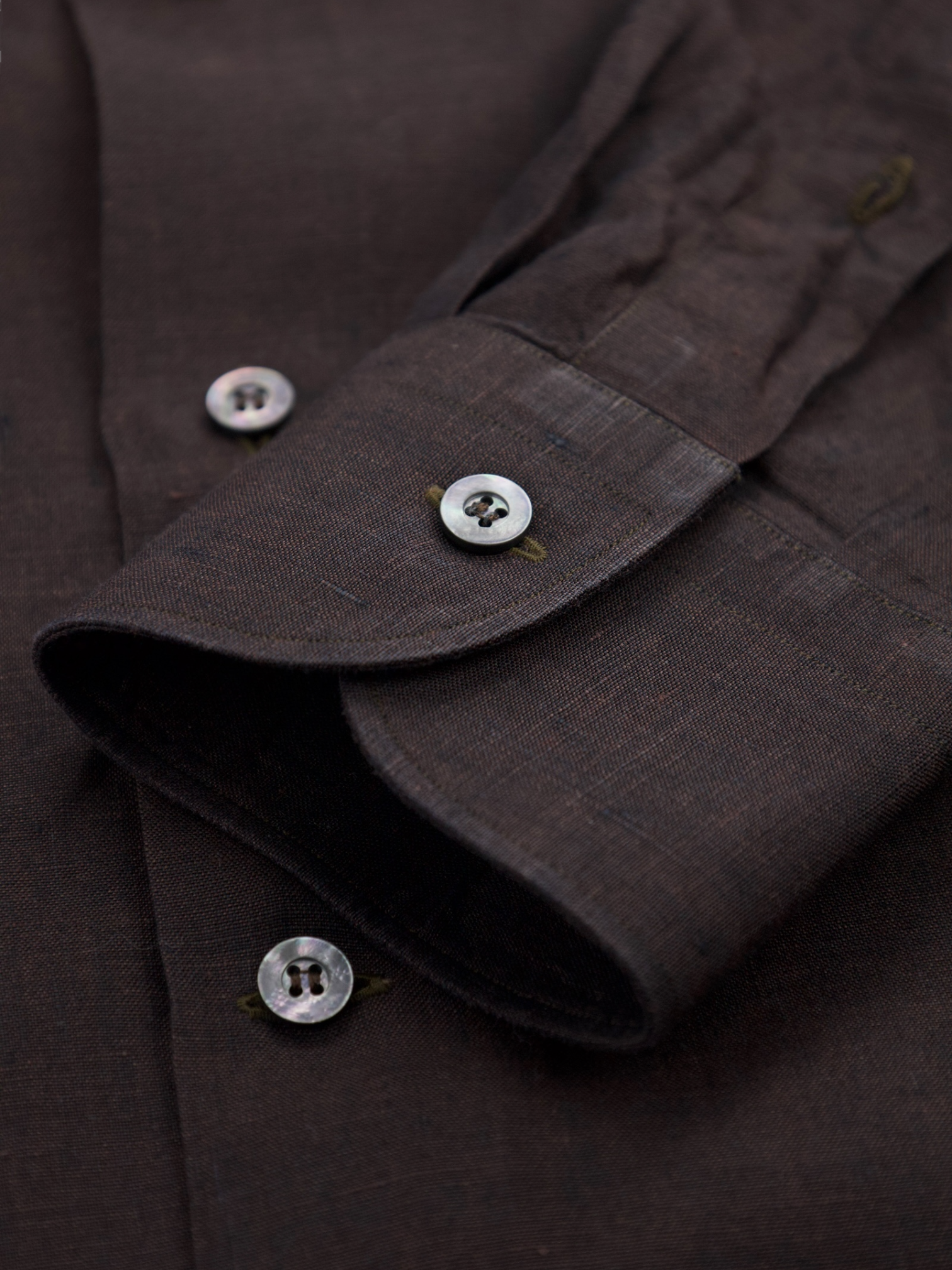 Fray Chocolate Brown Linen Button-Down Collar Shirt