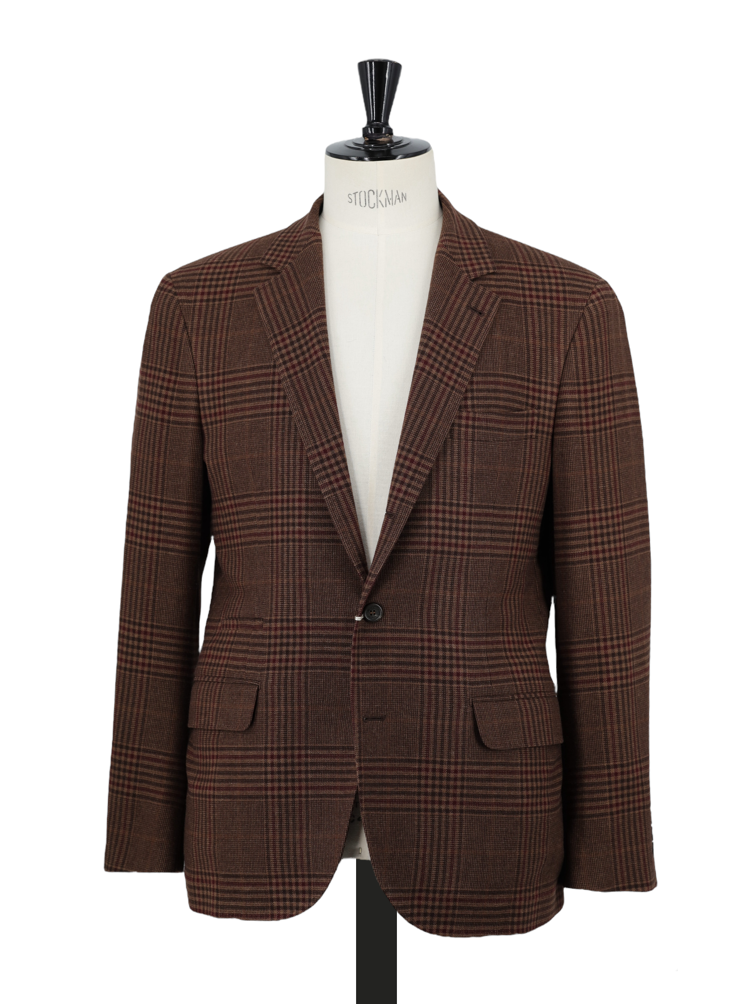 Brunello Cucinelli Castagne Brown & Burgundy Wool, Linen, Cashmere & Silk Checkered Jacket