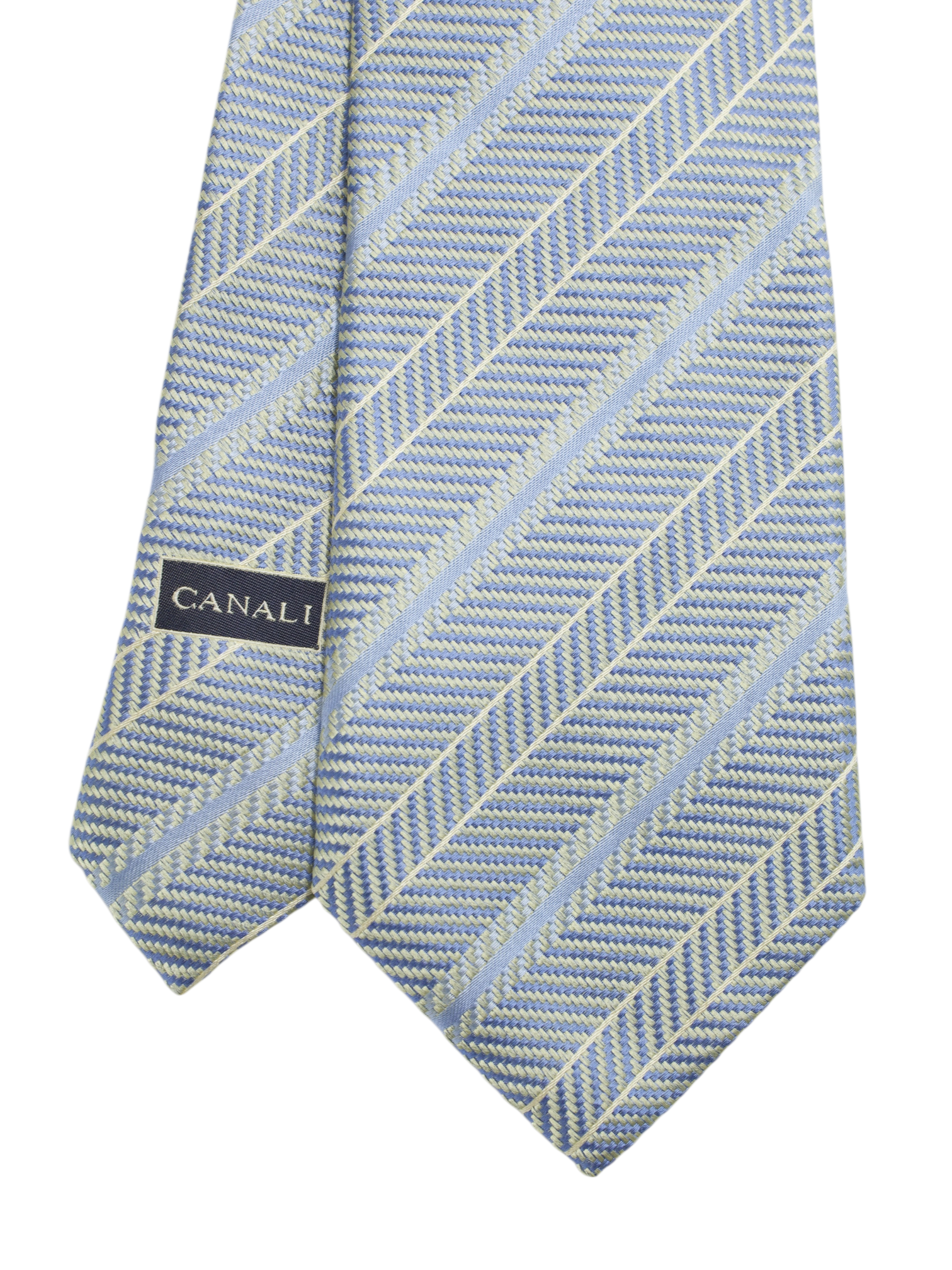 Canali Grey & Light Blue Silk Multi-Striped Business Tie