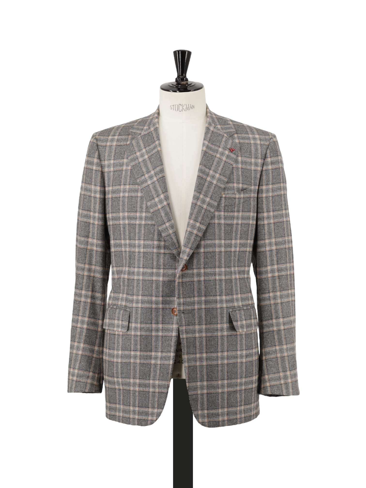 Isaia Grey & Light Brown Wool Prince of Wales Jacket
